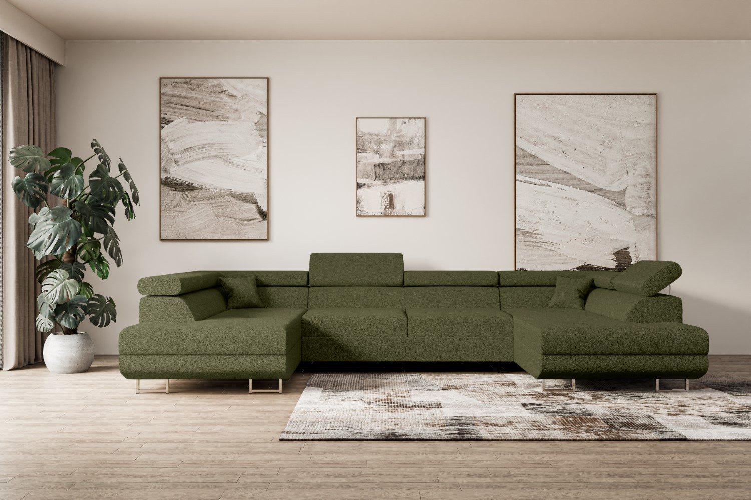 ALTDECOR Wohnlandschaft GUSA-U, Couch mit Schlaffunktion, Wohnzimmer - Ecksofa, Corner Sofa Bett Eckcouch Couch L-Form Schlafcouch Ausziehbar