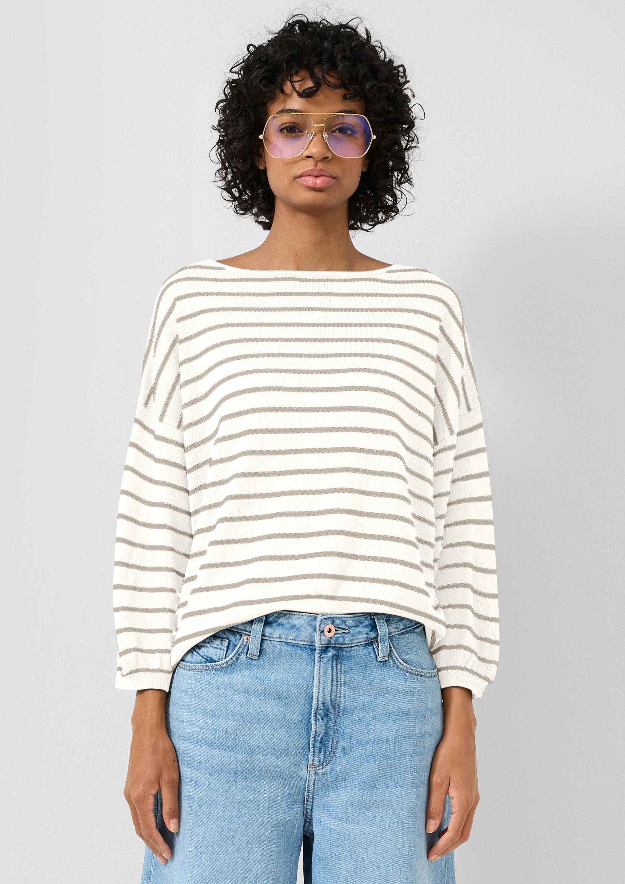 QS 3/4 Arm-Pullover Strickpullover Leichter Strickpullover aus Viskosemix günstig online kaufen