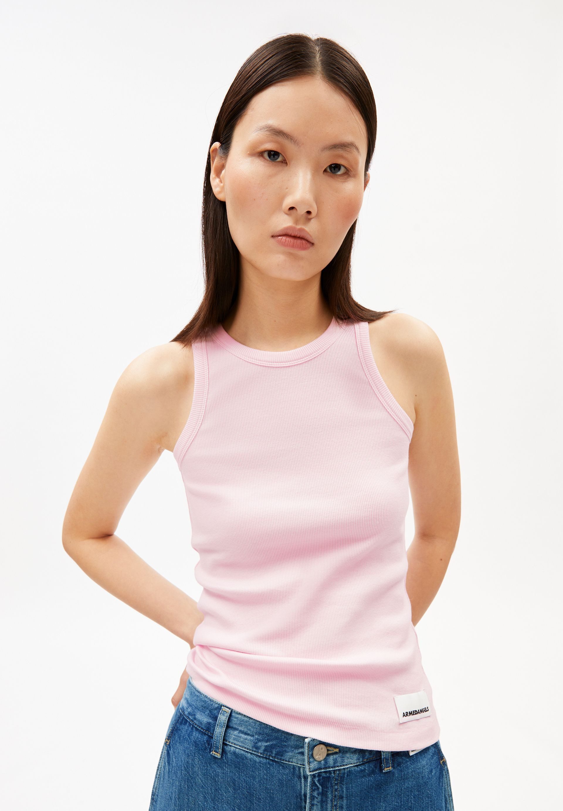 Armedangels Shirttop KANITAA Ripp-Top aus Bio-Baumwoll Mix (Fitted) Rundhalsausschnitt