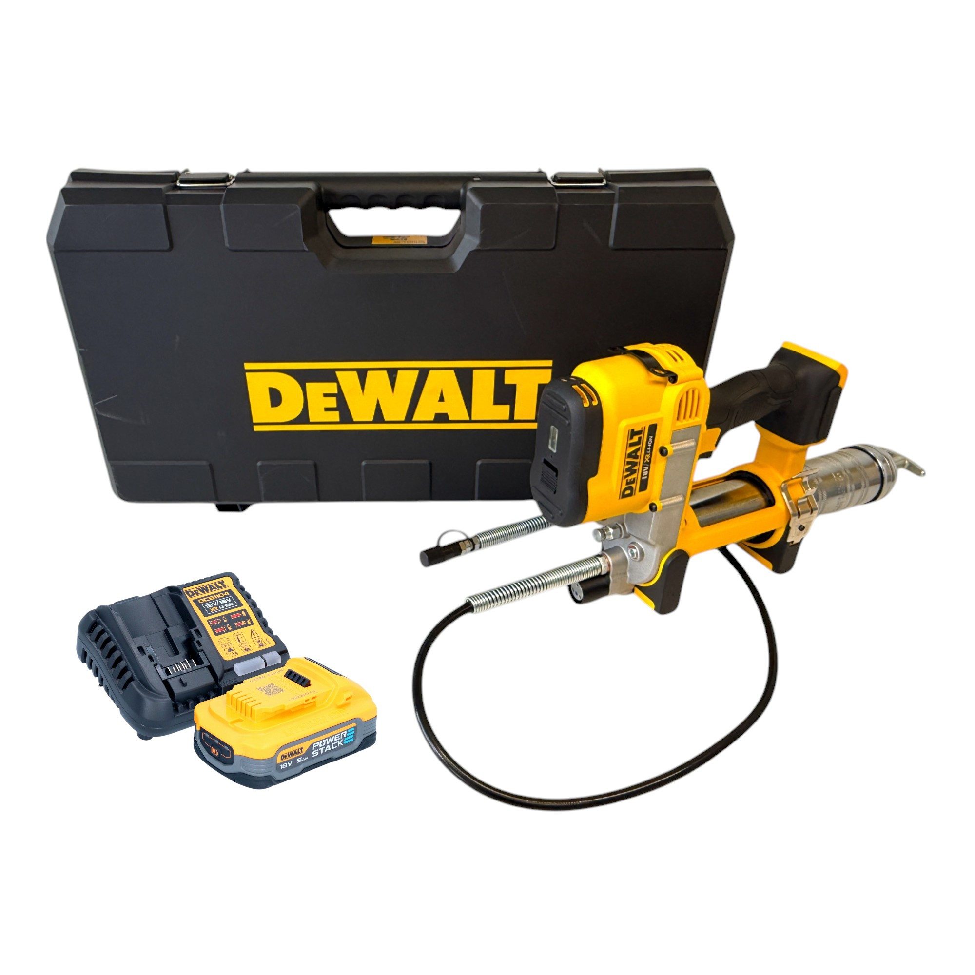 DeWalt Werkstattpresse DCGG 571 H1K Akku Fettpresse 18 V + 1x Powerstack Akku 5,0 Ah