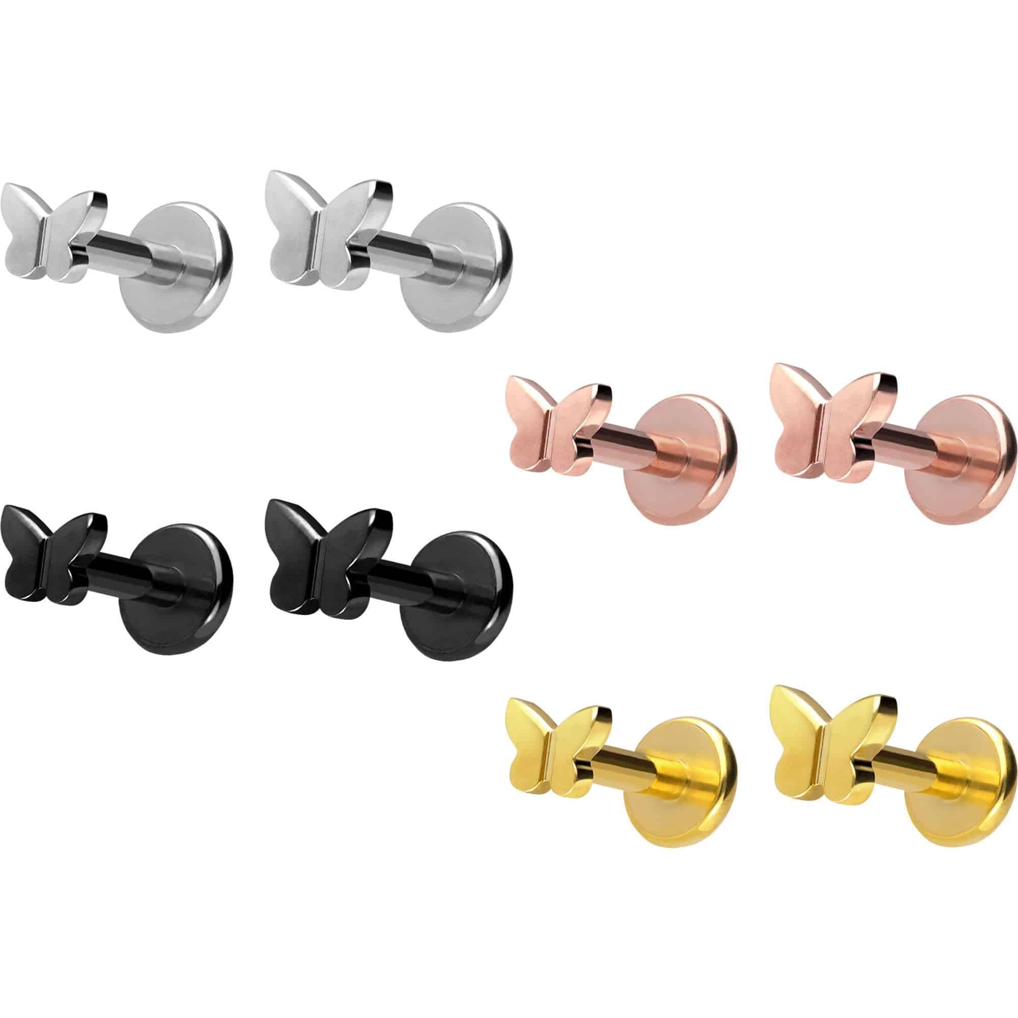 PIERCINGLINE Piercing-Set Titan Labret mit Push Fit SCHMETTERLING (Labrets, 1-tlg)