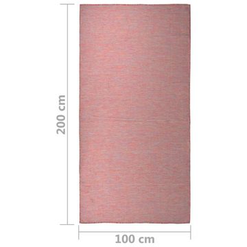 Teppich Outdoor-Flachgewebe 100x200 cm Rot, furnicato, Rechteckig