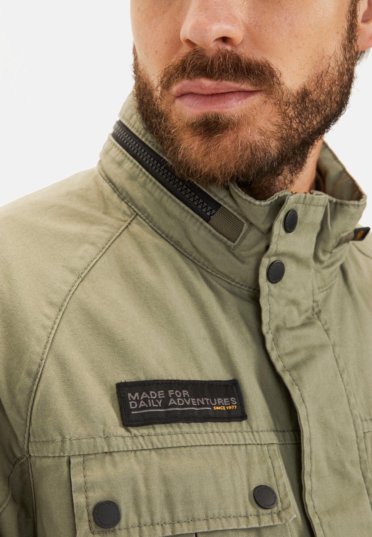 camel active Outdoorjacke aus reiner Baumwolle Langarm Kapuze