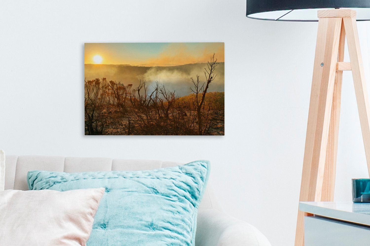 - Leinwandbild Wandbild Wanddeko, OneMillionCanvasses® Rauch, Leinwandbilder, Feuer - (1 Aufhängefertig, Baum cm 30x20 St),