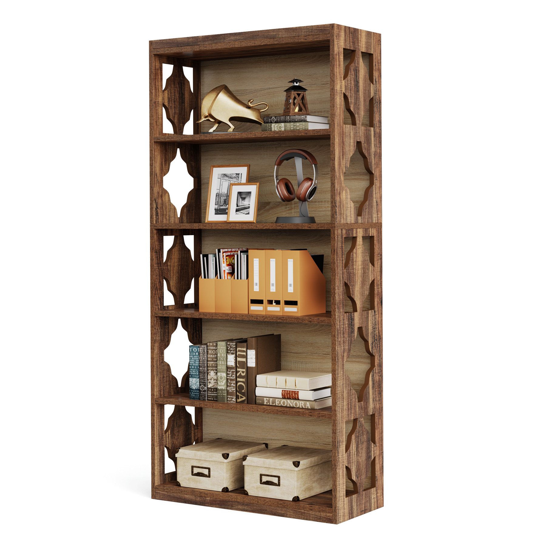 Tribesigns Bücherregal mit 6 Ebenen, 178cm freistehende Standregal, offenes Ausstellungsregal, offenes Büroregal, Holzausstellungsregal für Wohnzimmer, Schlafzimmer