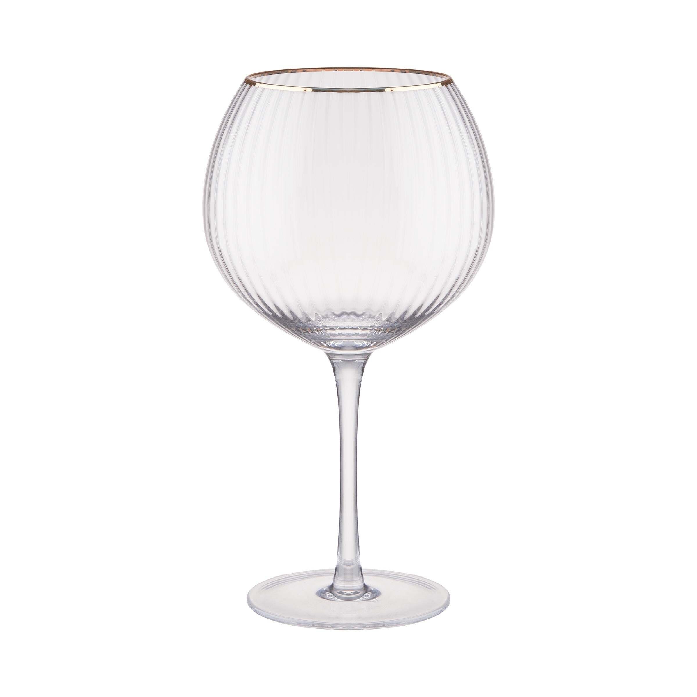 Glas BUTLERS 650ml, Goldrand handbemalt GOLDEN TWENTIES 4x Gläser Gin Glas, mundgeblasen,