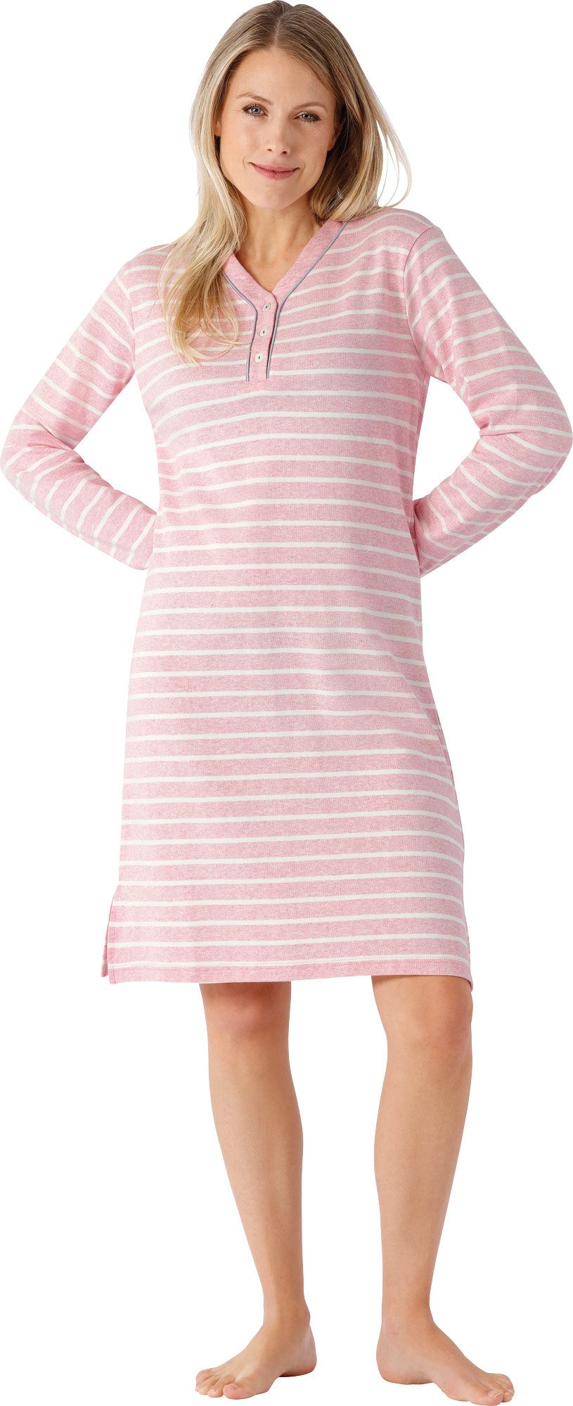 Hajo Nachthemd Damen-Nachthemd Interlock-Jersey Streifen: gestrickter Ringel