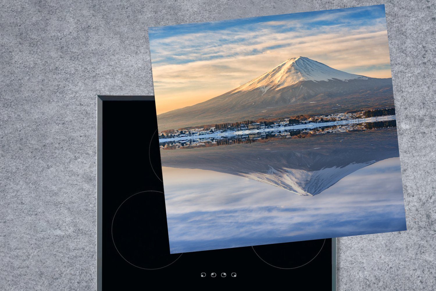 cm, Präfektur Vinyl, tlg), für küche Arbeitsplatte MuchoWow Fuji japanischen Yamanashi, der in Berges Bild des (1 Ceranfeldabdeckung, Ikonisches 78x78 Herdblende-/Abdeckplatte