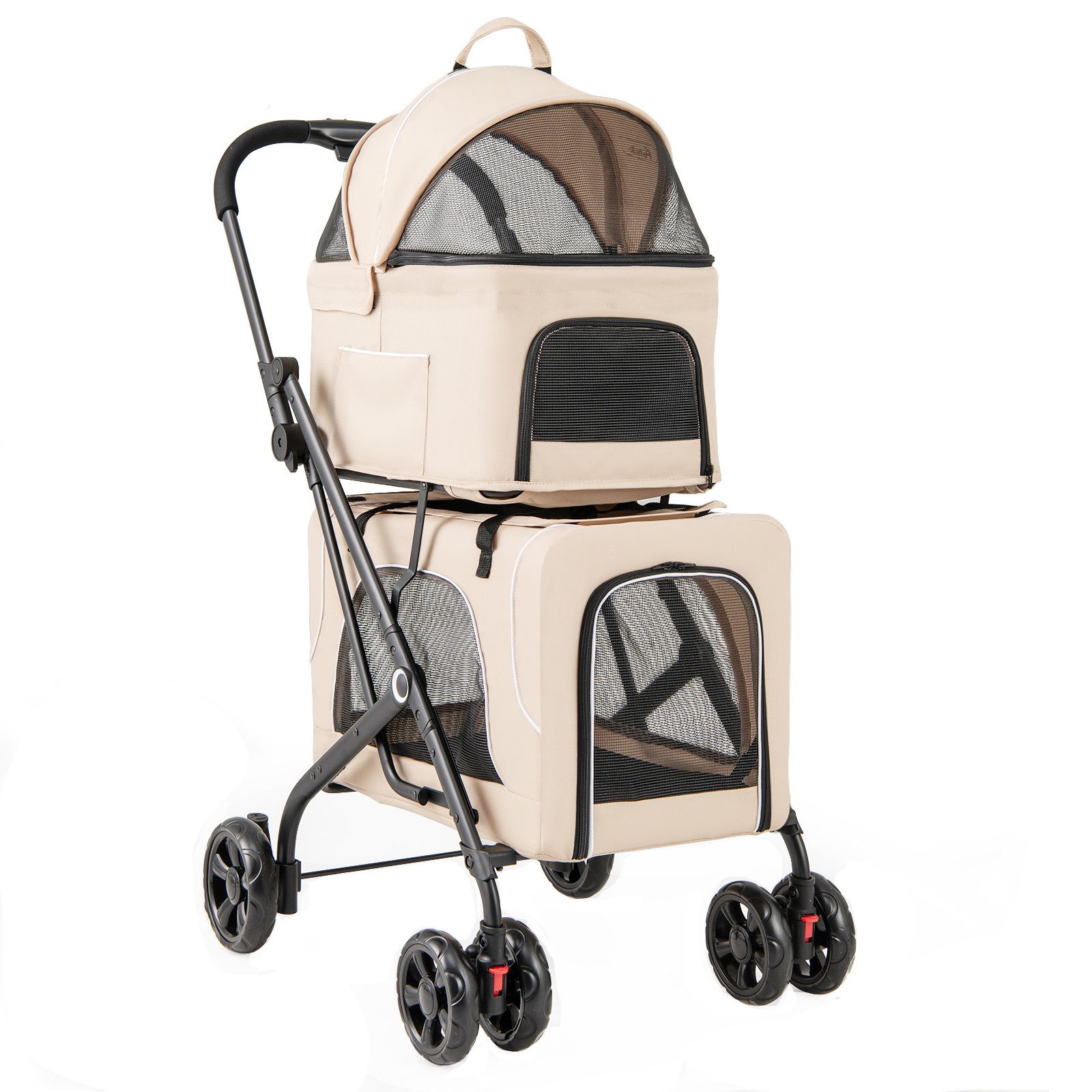 COSTWAY Hundebuggy, 3 in 1 Hundewagen bis 15kg, klappbar