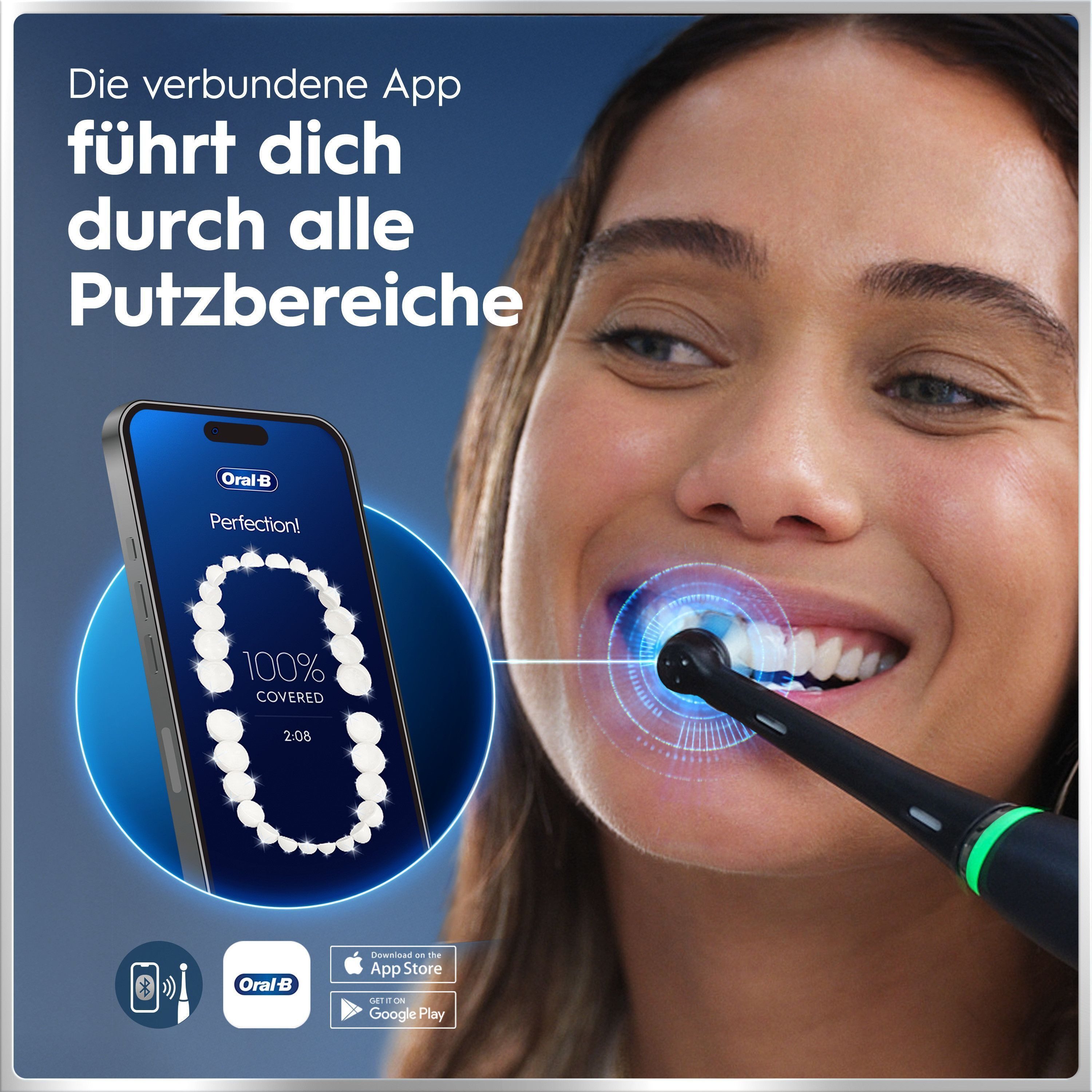 Oral-B Elektrische Zahnbürste iO 6, Aufsteckbürsten: 2 St., mit Magnet-Technologie, Display, 5 Putzmodi, Reiseetui – Bild 3 von 5