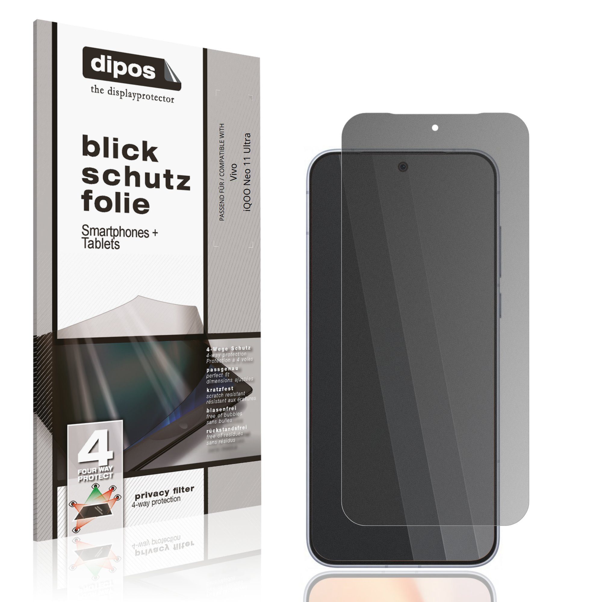 dipos Displayschutzfolie Schutzfolie für Vivo iQOO Neo 11 Ultra, 1 Stück, Displayschutz Schutz Folie Made in Germany