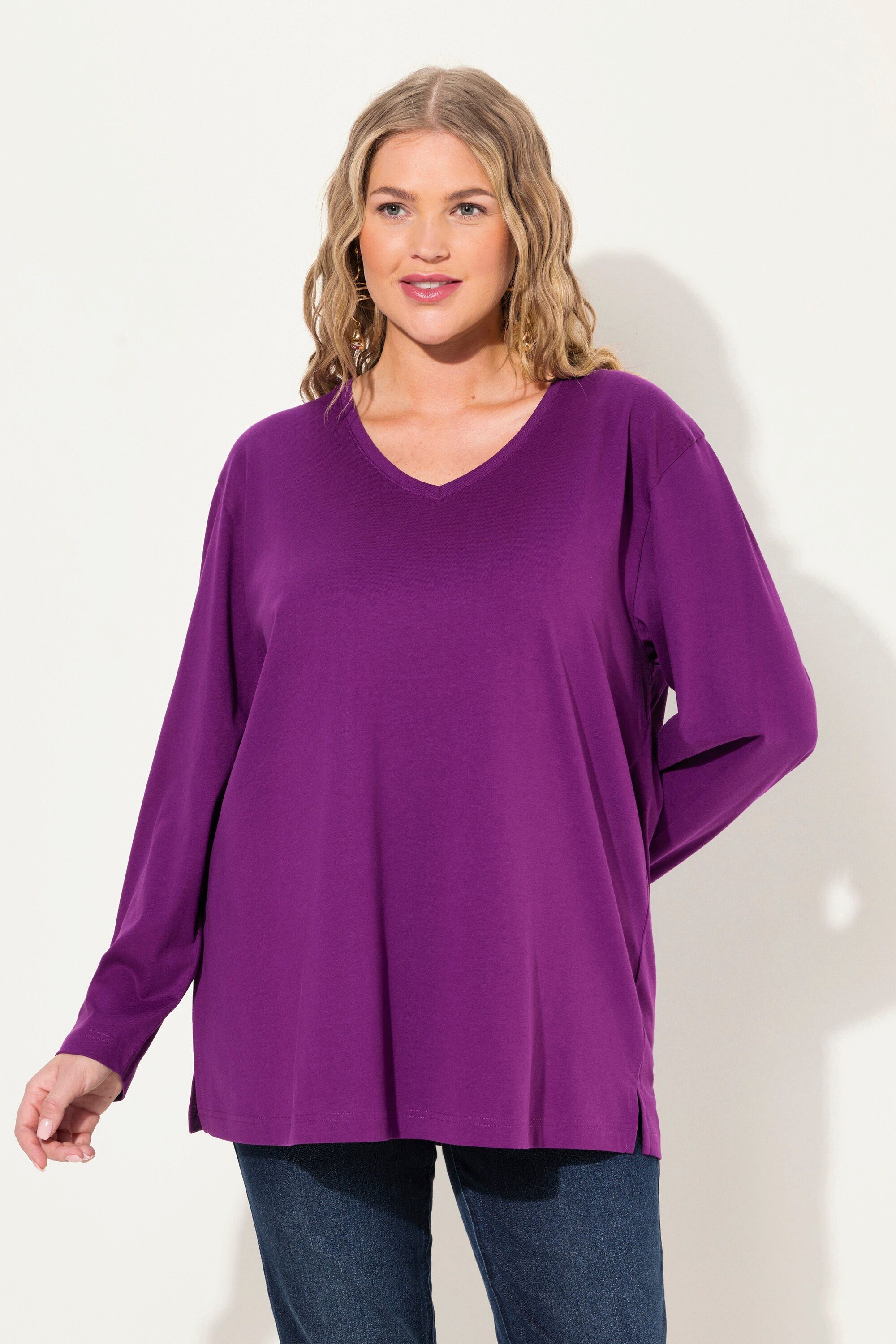 Ulla Popken T-Shirt Shirt V-Ausschnitt Relaxed günstig online kaufen