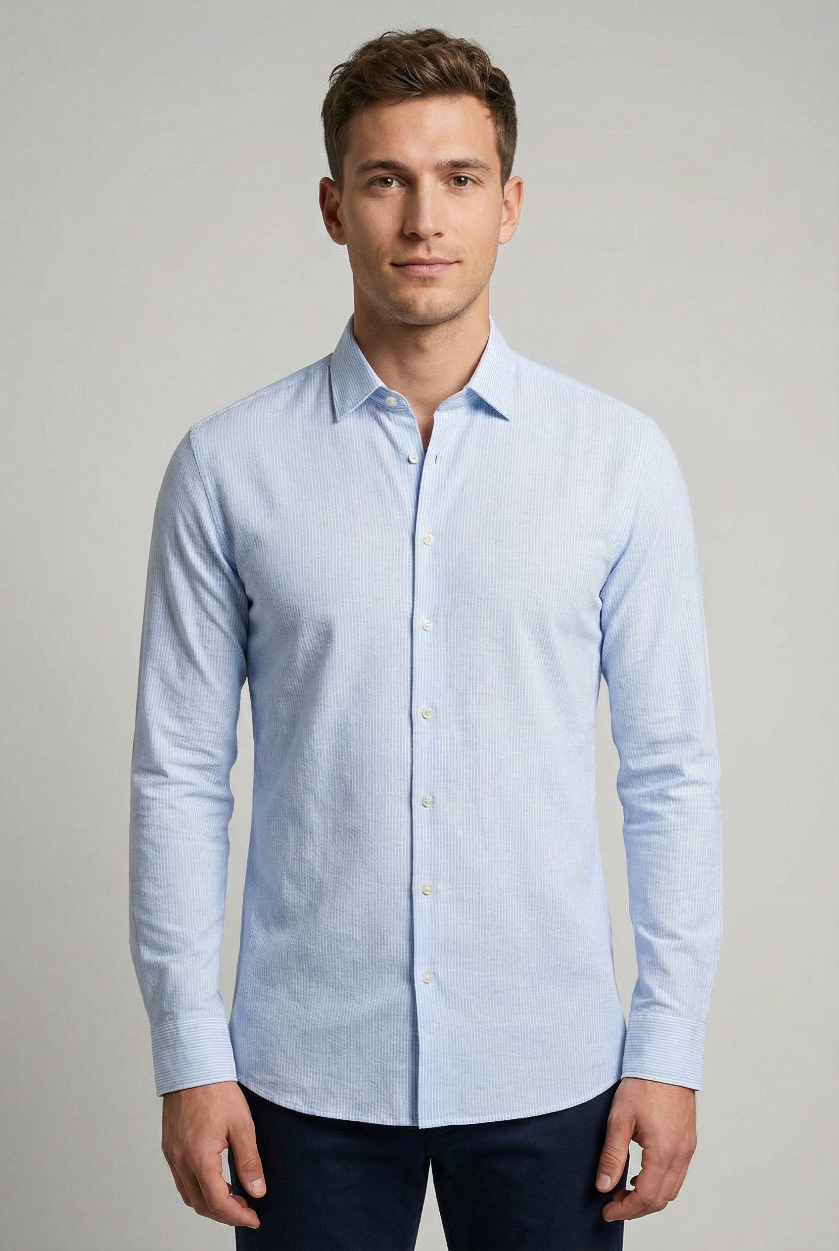 DESOTO Langarmhemd Casual Kent 1/1 Jerseyhemd, Kentkragen, Slim Fit