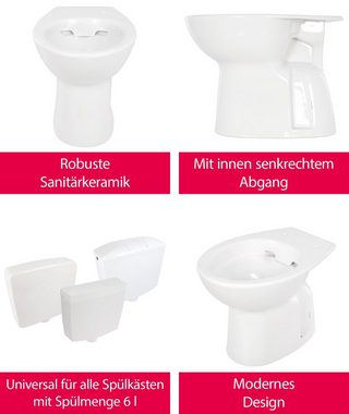 aquaSu Tiefspül-WC, bodenstehend, Abgang senkrecht, Stand WC, spülrandlos, oval, Sanitärkeramik, weiß, 550697