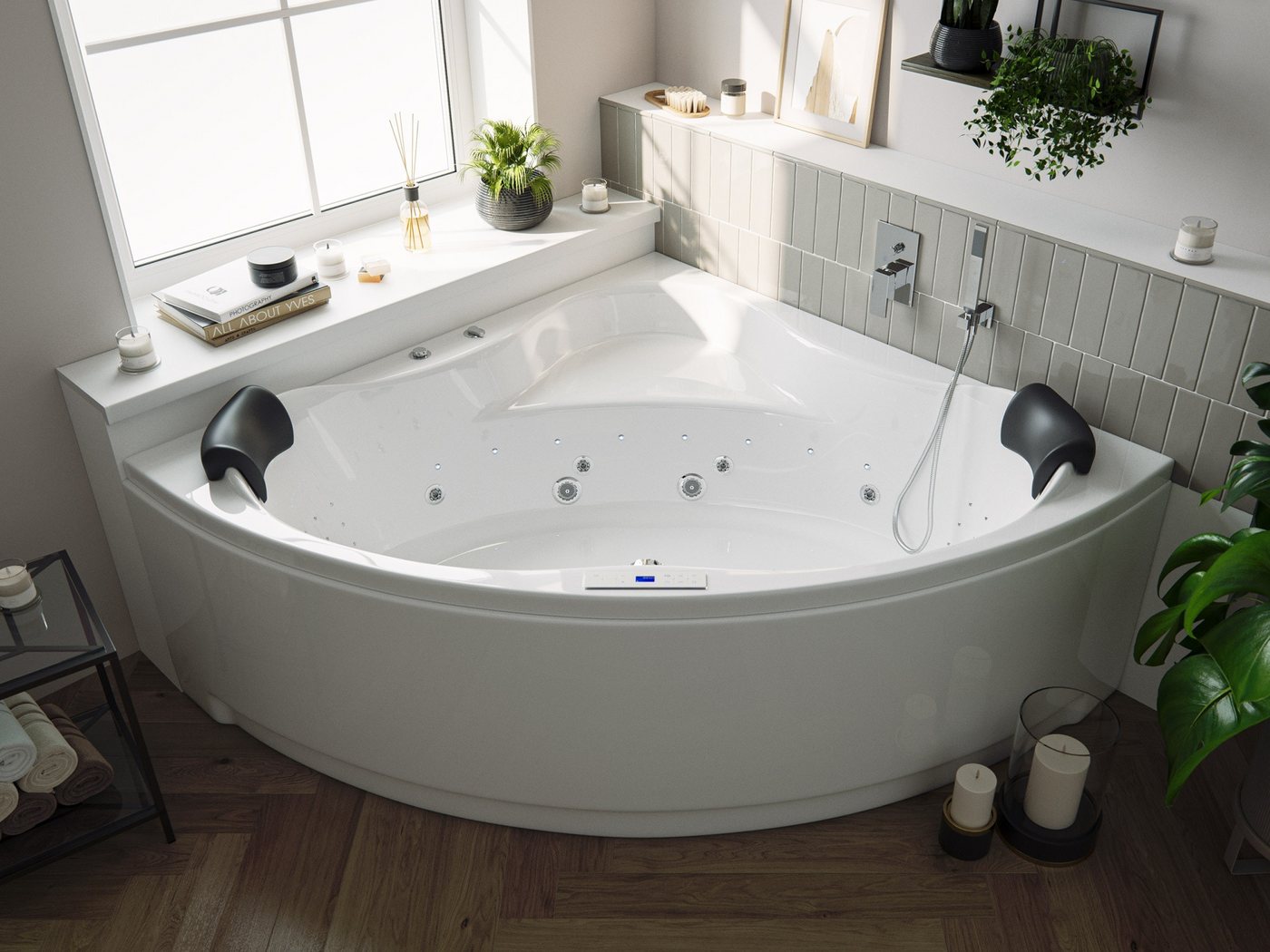 Thumbnail - Magnolia Home Whirlpool-Badewanne Deluxe Whirlpool Set ENJOY ULTRA mit 80 Düsen Befüllung Überlauf 150x1