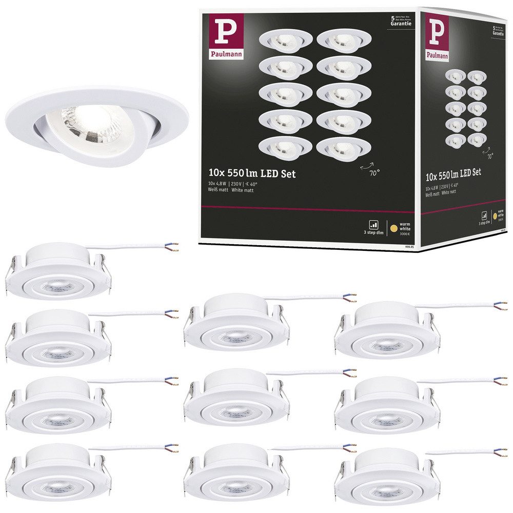 Paulmann Einbauleuchte Paulmann 99995 Einbauleuchte LED 4.8 W Weiß