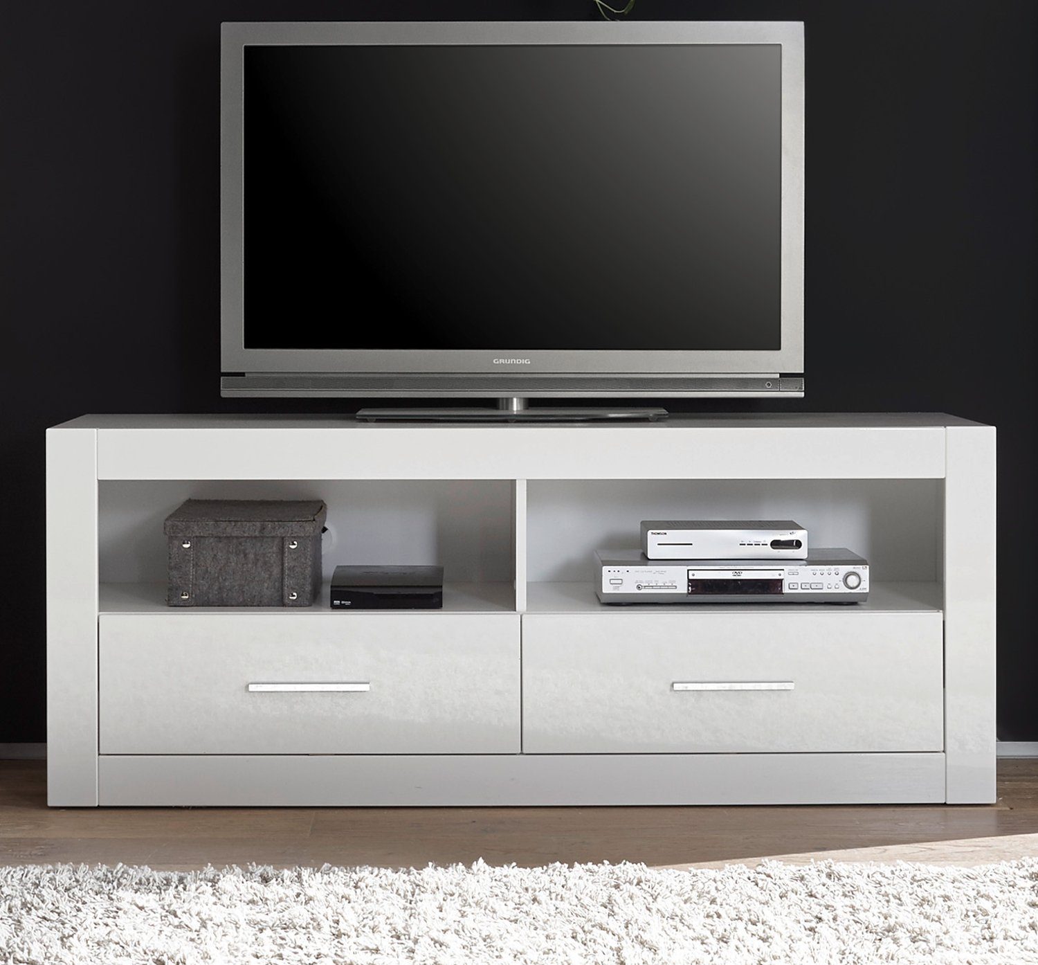 Furn.Design Lowboard Carrara (TV Unterschrank in weiß Hochglanz, Breite 150 cm, Komforthöhe 61 cm), auf Rollen