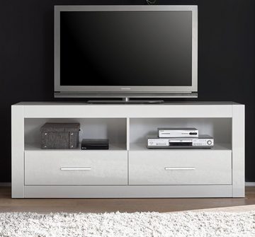 Furn.Design Lowboard Carrara (TV Unterschrank in weiß Hochglanz, mit Komforthöhe), auf Rollen