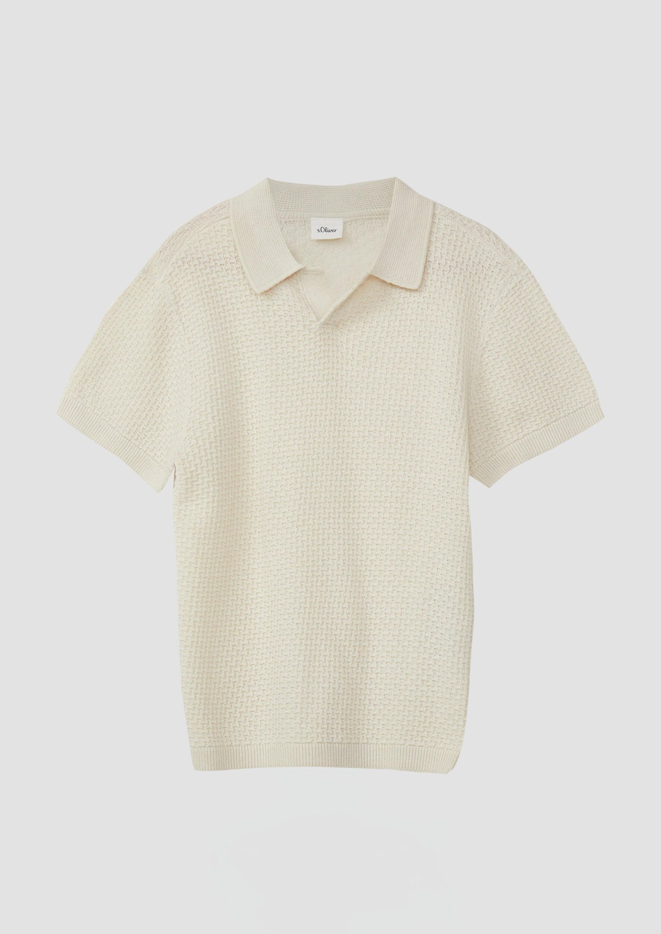 s.Oliver Kurzarmshirt Strickpullover Leichtes Strickpolo aus Baumwollmix