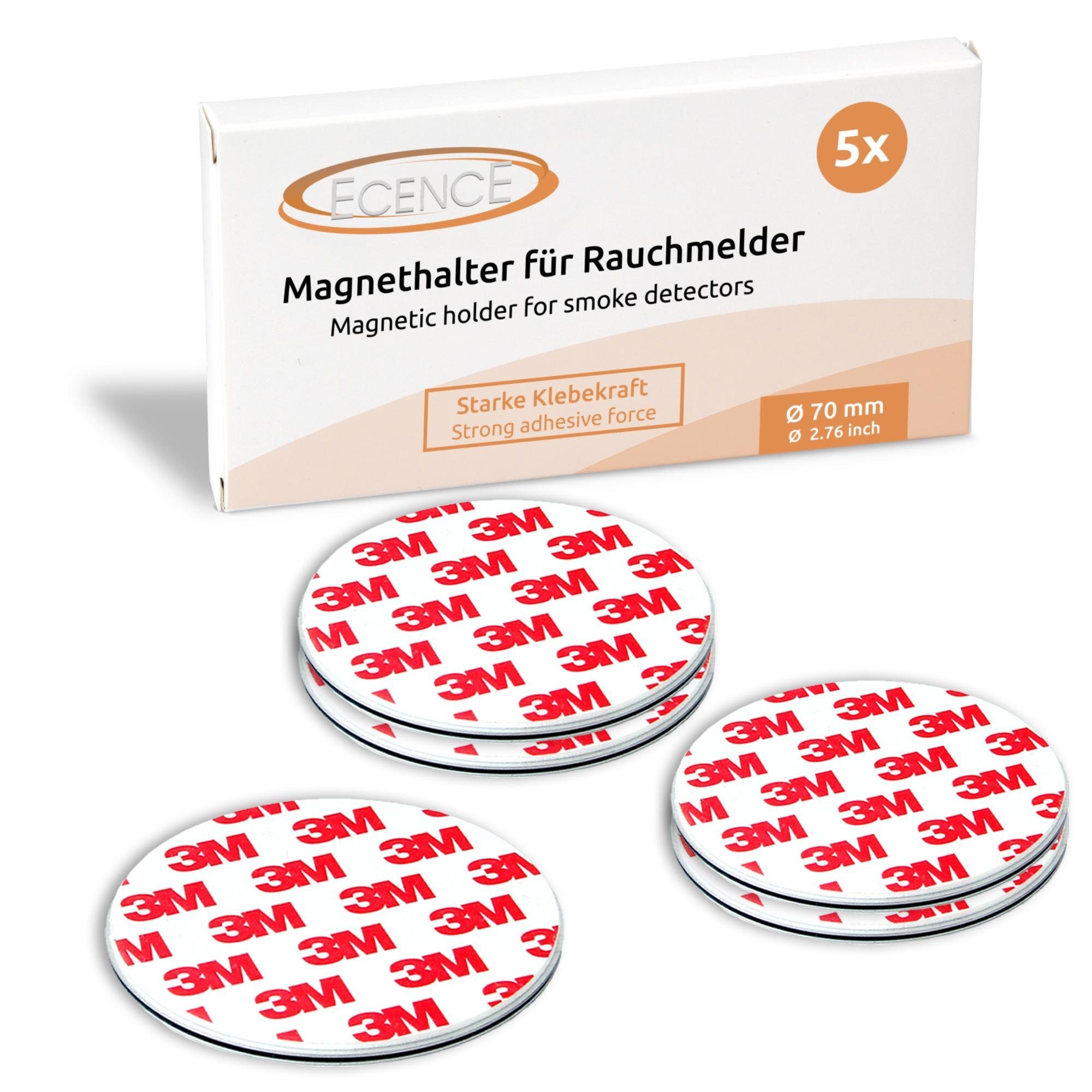 ECENCE Magnethalter 5x Magnethalterung 70mm für Rauchmelder (5-St)