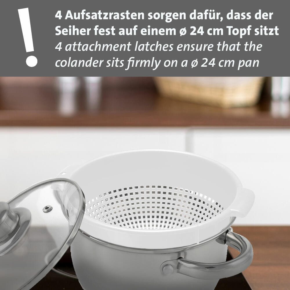 WESTMARK Seiher 2 Stk., groß, mit 2 Griffmulden und 4 Aufsatzrasten zum Waschen und, PE, spülmaschinengeeignet, Made in Germany