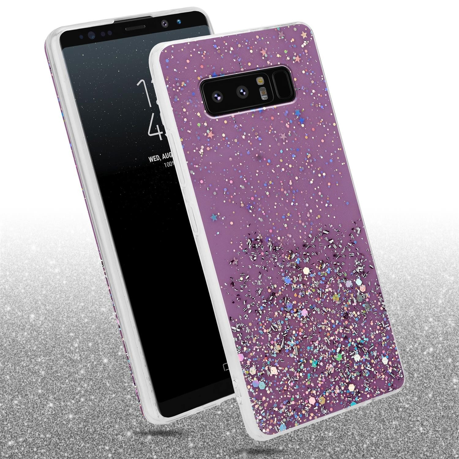 Cadorabo Handyhülle für Samsung Galaxy NOTE 8 Hülle Samsung Galaxy NOTE 8, Flexible TPU Silikon Handy Schutzhülle - Hülle - mit Glitzer