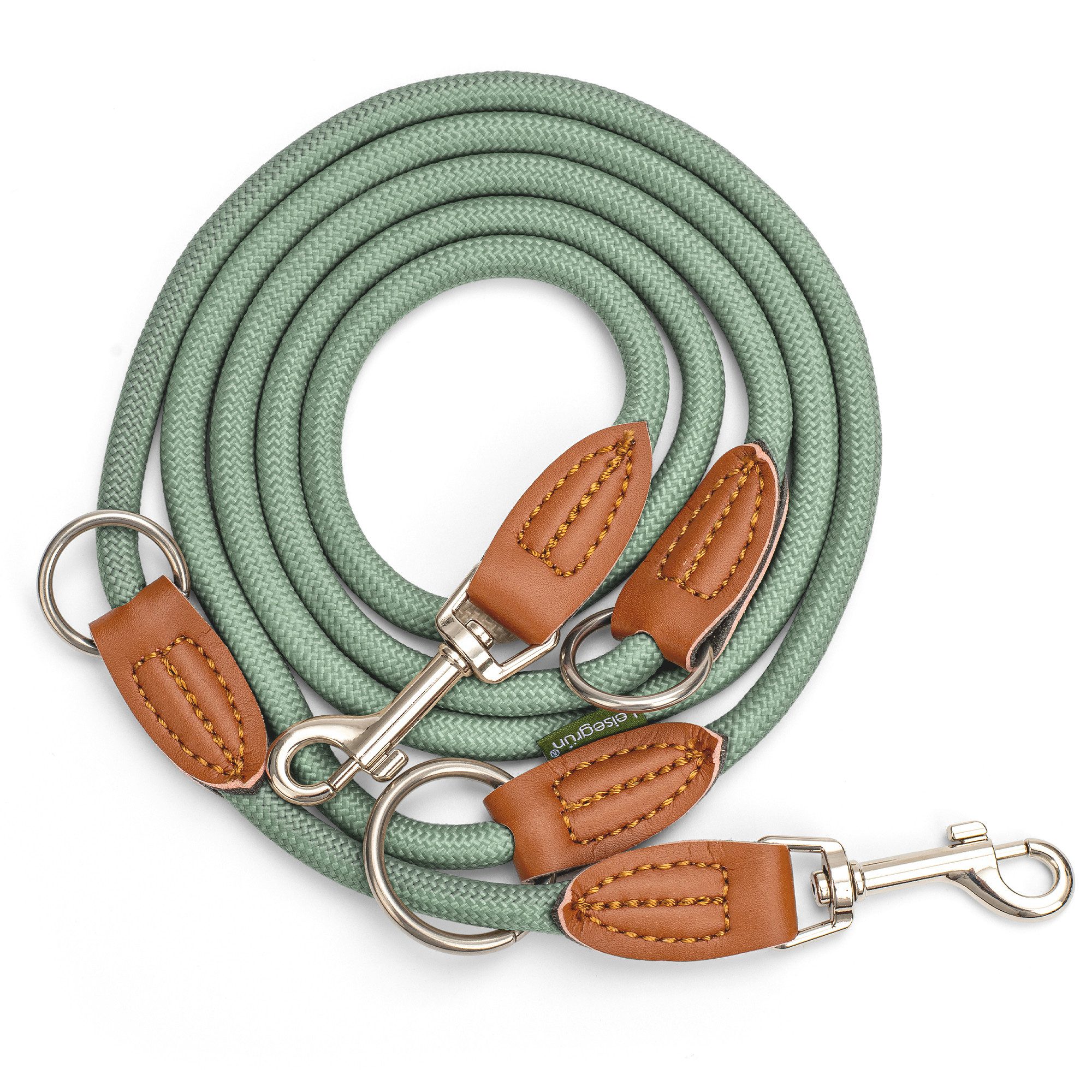 Leisegrün Hundeleine Hundeleine für kleine Hunde, nur 160g leicht, Hundeleine 2m - Grün, Nylon
