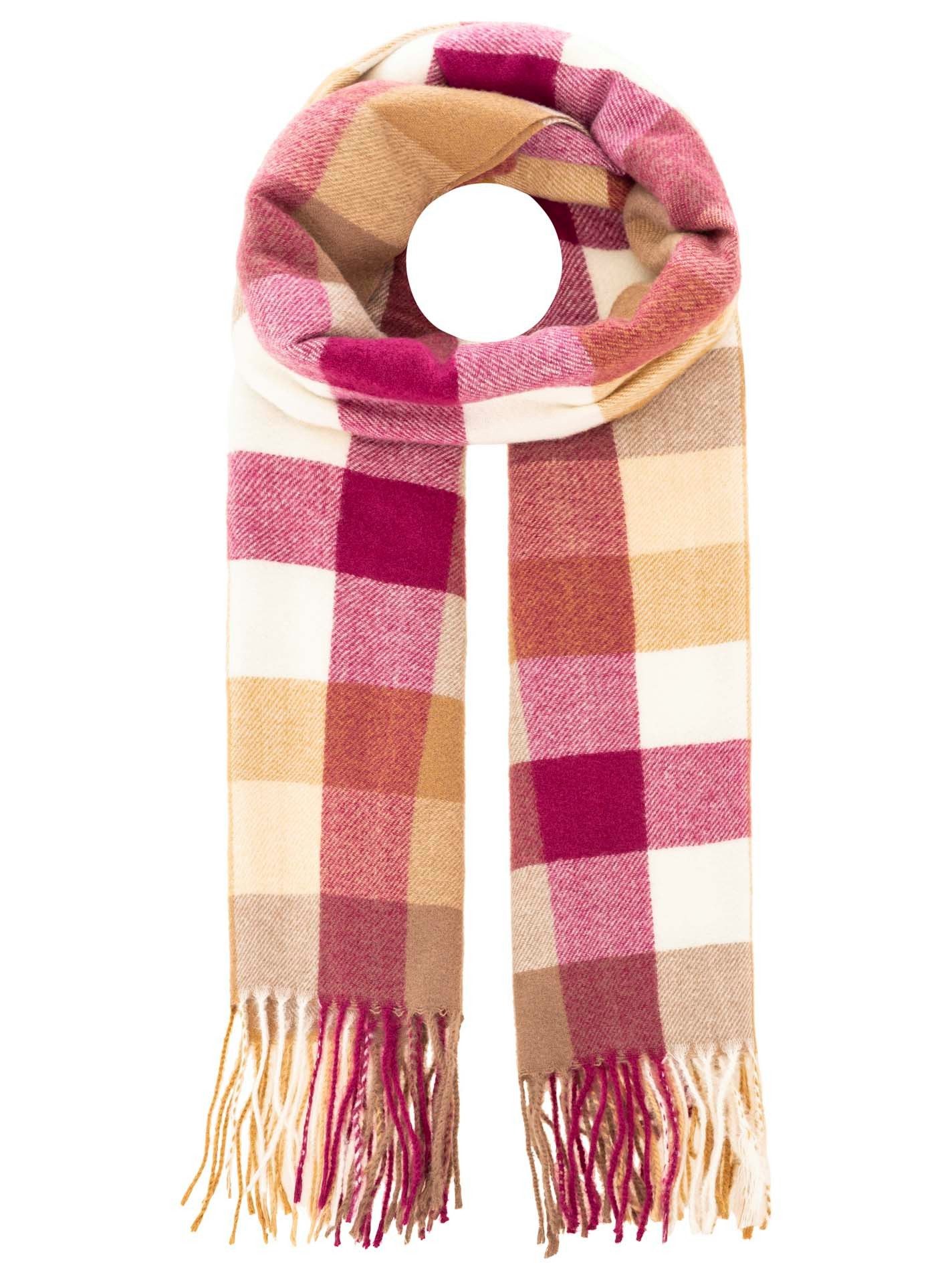 Zwillingsherz Schal Classic Karo, zeitloses Karomuster, weiche Qualität, Fransenabschluss, multicolor