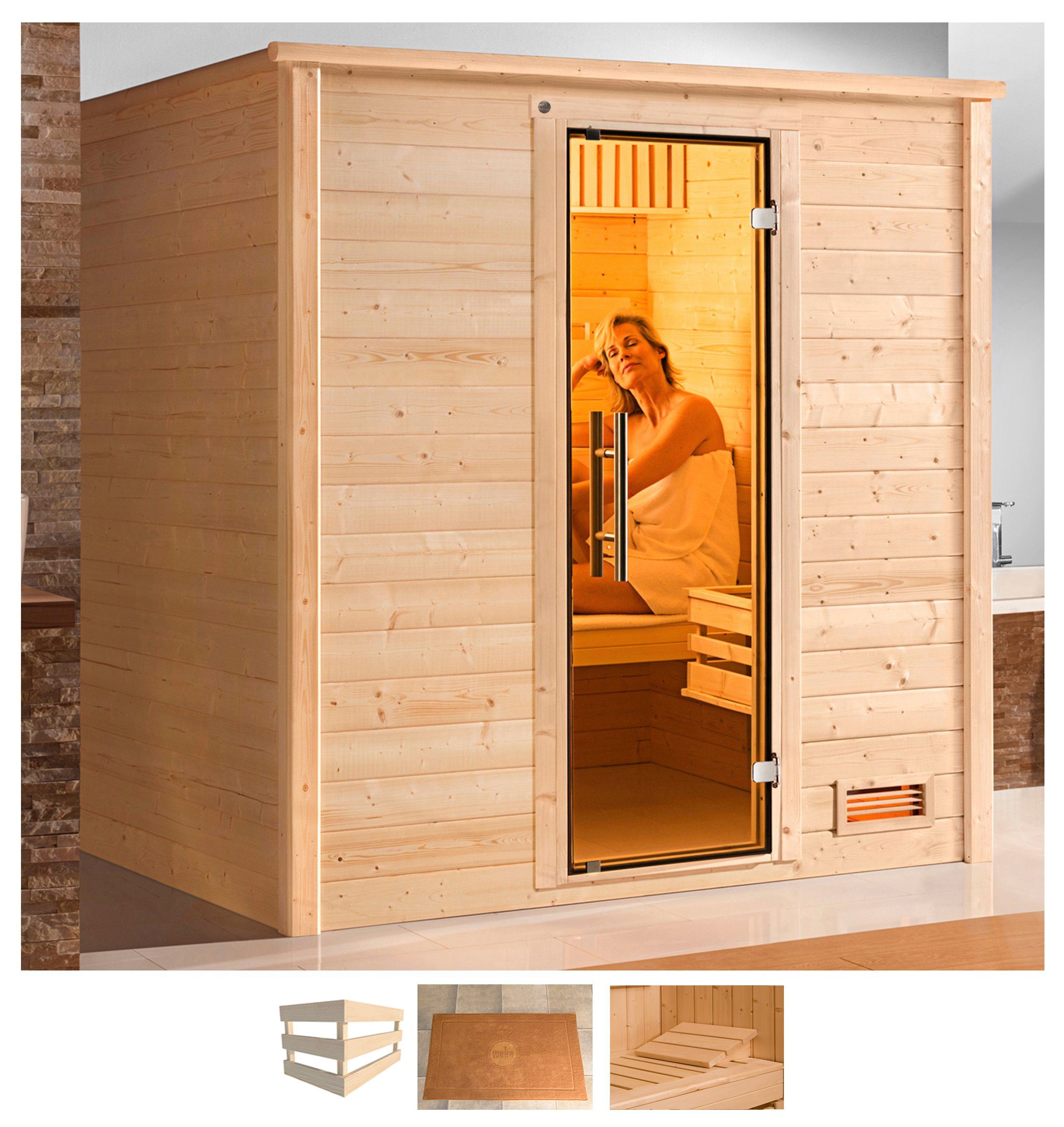 weka Sauna Bergen, BxTxH: 198 x 181 x 204 cm, 45 mm, ohne Ofen