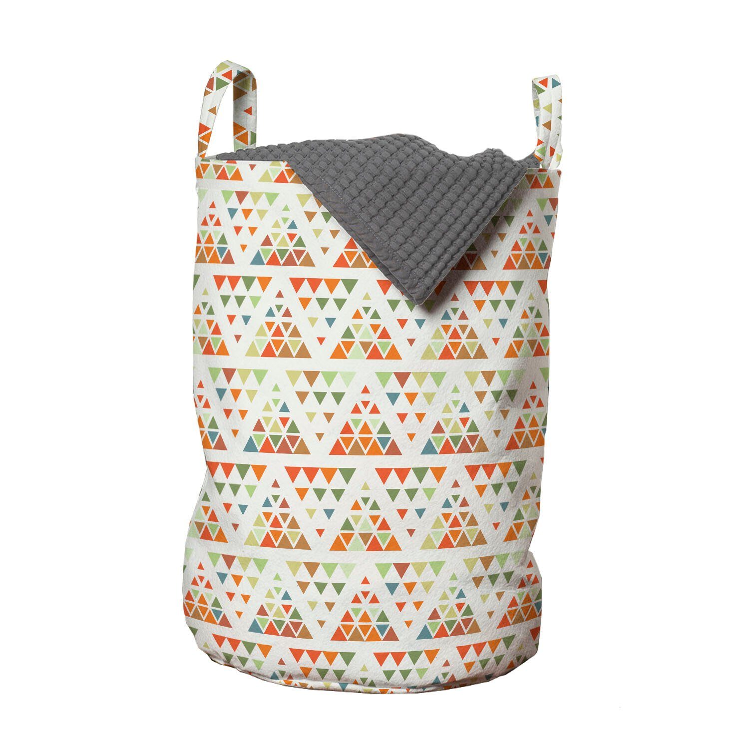 Abakuhaus Wäschesäckchen Wäschekorb mit Griffen Kordelzugverschluss für Waschsalons, Abstrakt Triangular Modern Muster