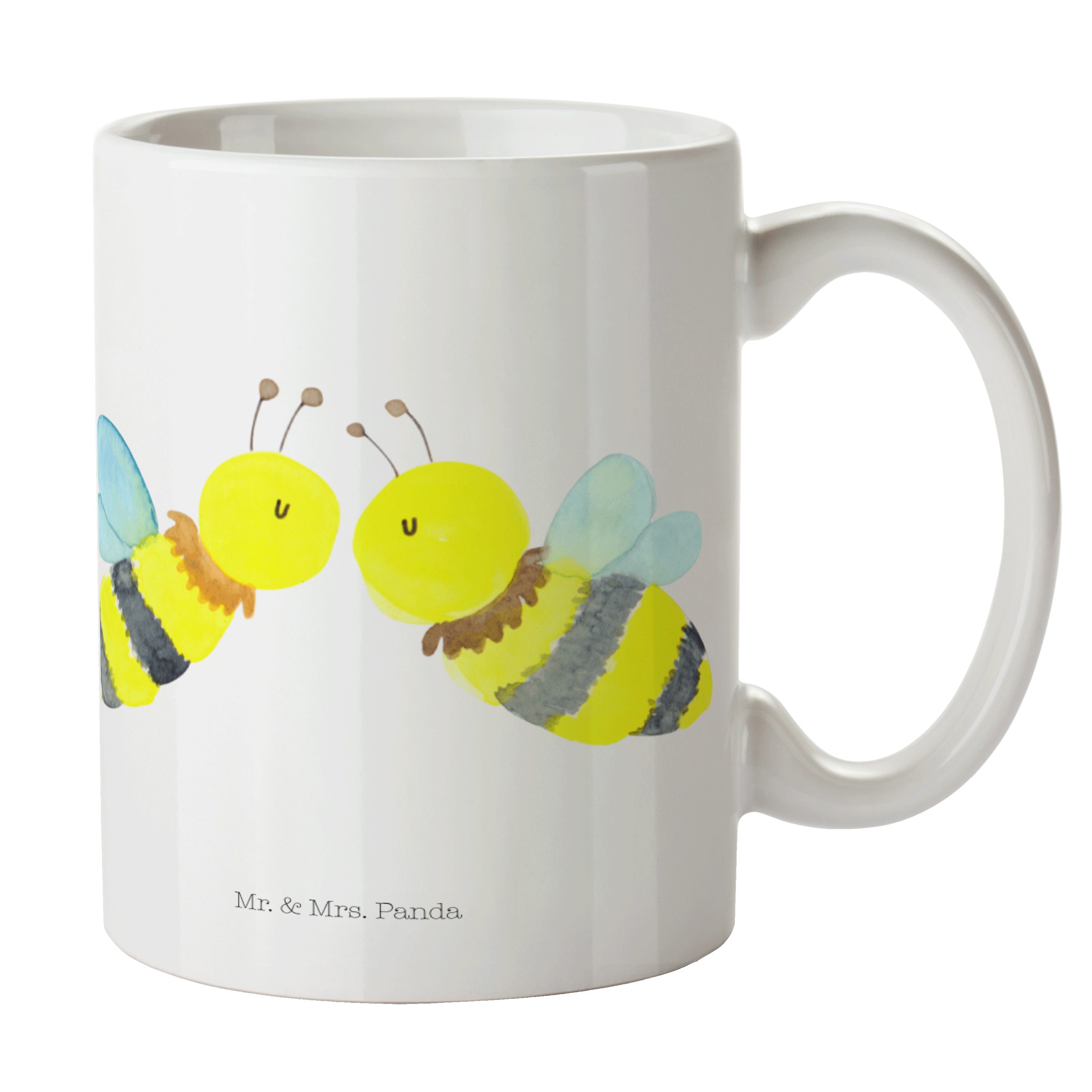 Mr. & Mrs. Panda Tasse Biene Liebe - Weiß - Geschenk, Hummel, Tasse Sprüche, Büro Tasse, Wes, Keramik