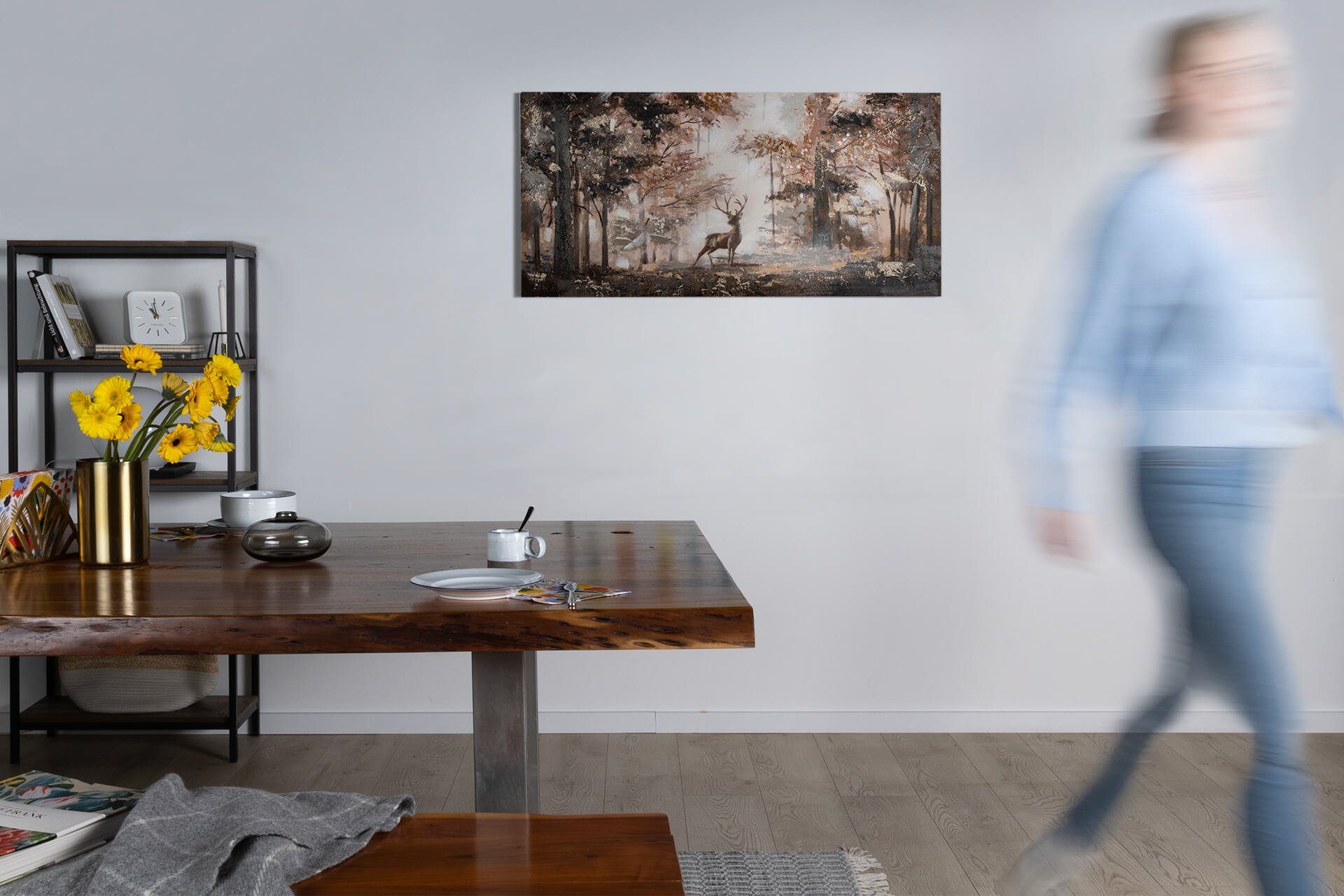 KUNSTLOFT Gemälde Stag in the Brume 120x60 cm, Leinwandbild 100% HANDGEMALT Wandbild Wohnzimmer – Bild 3 von 5