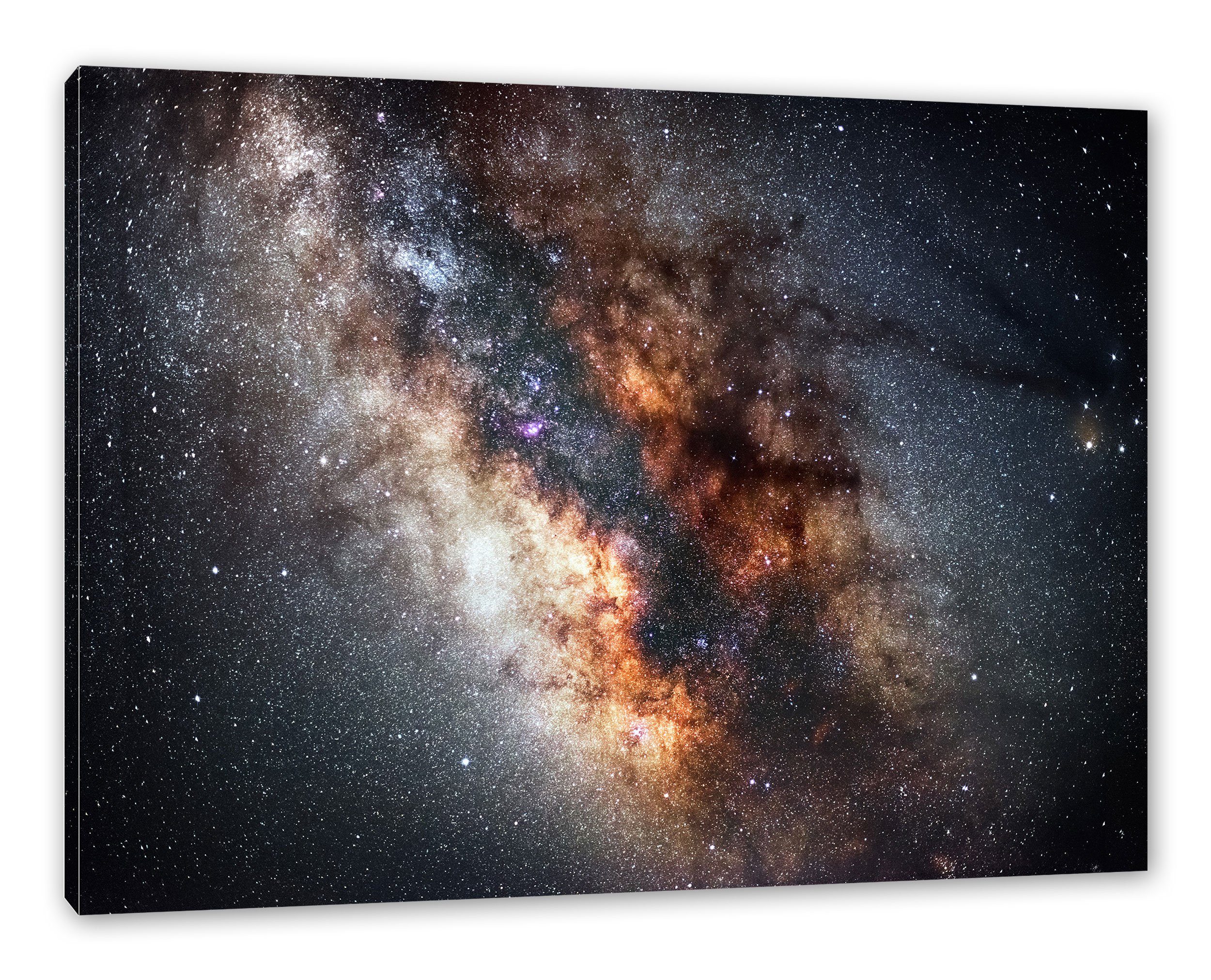 der inkl. Pixxprint (1 Zentrum Leinwandbild Zentrum Zackenaufhänger Milchstraße bespannt, St), fertig der Leinwandbild Milchstraße,