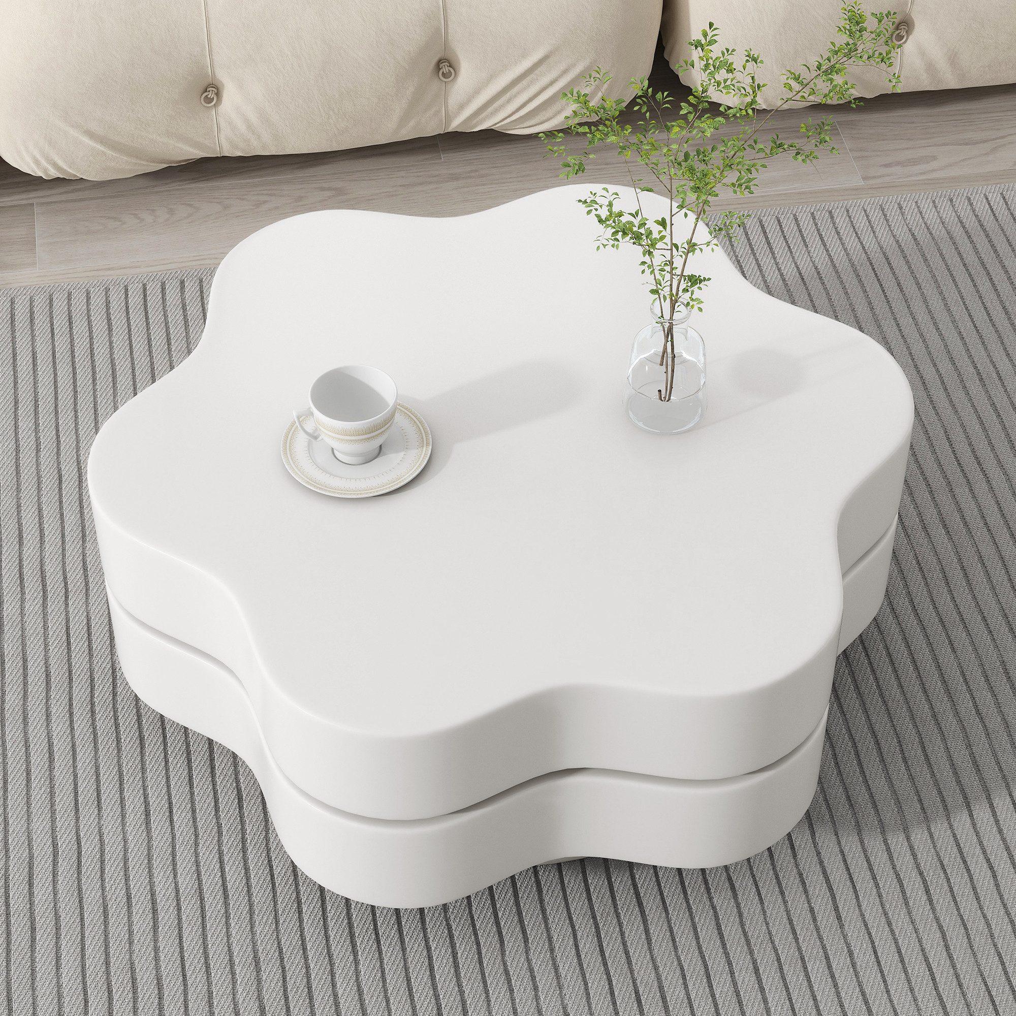 HAUSS SPOLE Couchtisch Blumenform-Couchtisch, Obere Tischplatte 360° frei d günstig online kaufen