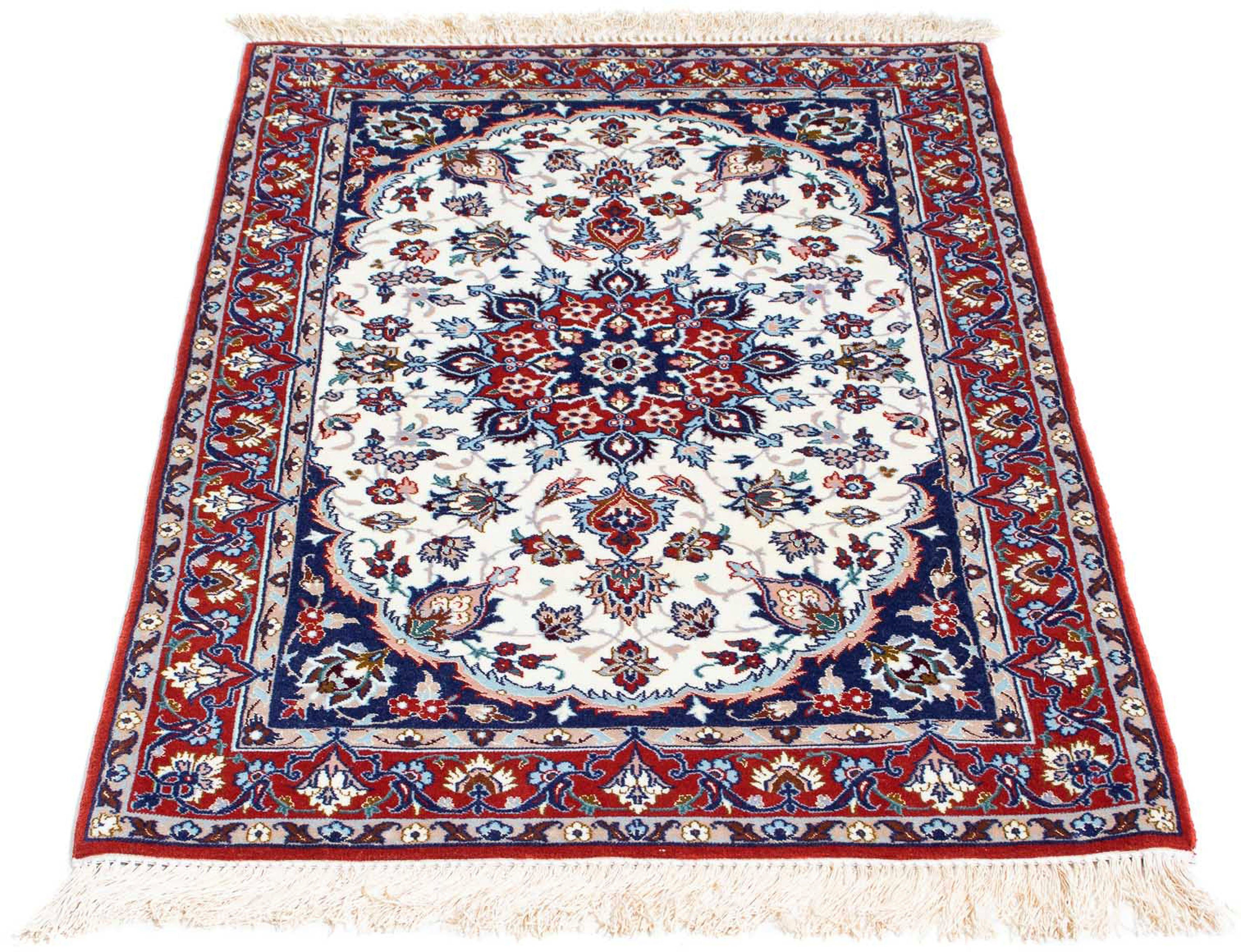 Orientteppich Perser - Isfahan - Premium - 108 x 70 cm - beige, morgenland, rechteckig, Höhe: 6 mm, Wohnzimmer, Handgeknüpft, Einzelstück mit Zertifikat