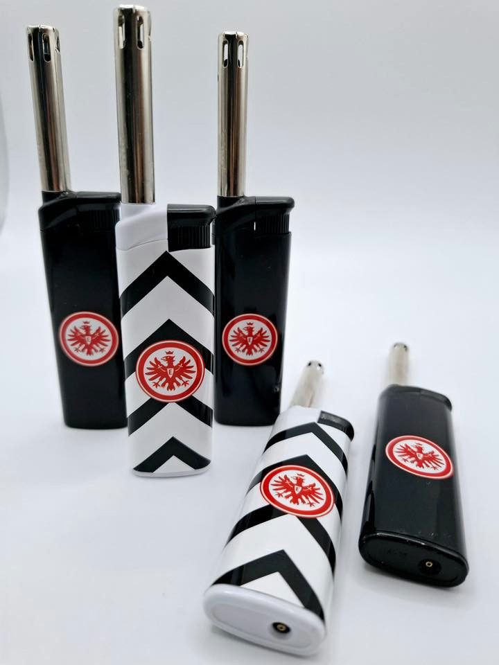 Eintracht Frankfurt Feuerzeuge 5x Gasfeuerzeug oder Stabfeuerzeuge für Grill Fussball Geschenkidee (5-St), SGE Fussball Fanartikel