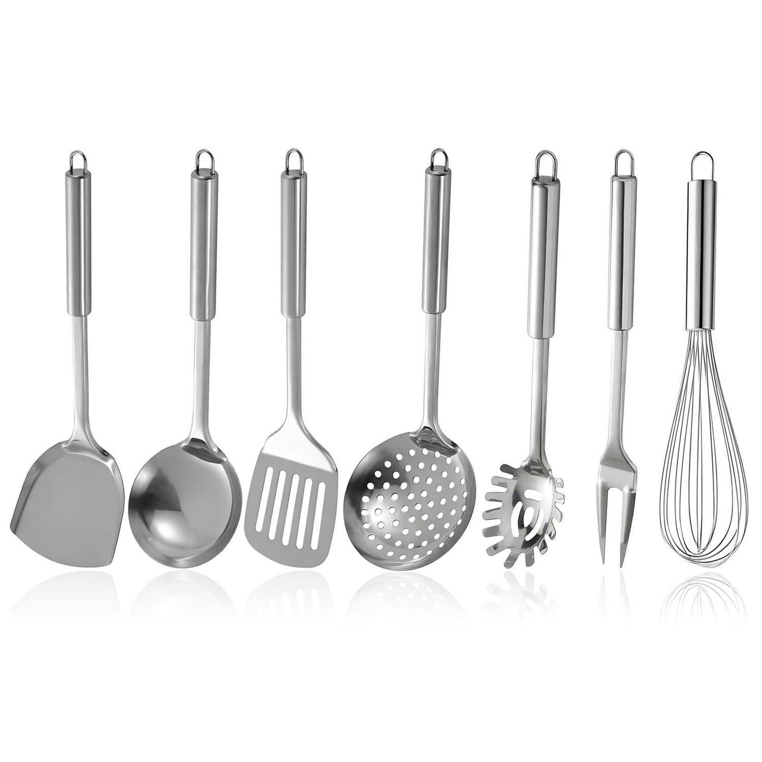 LuxusKollektion Kochlöffel Edelstahl Kochutensilien Set 7-tlg