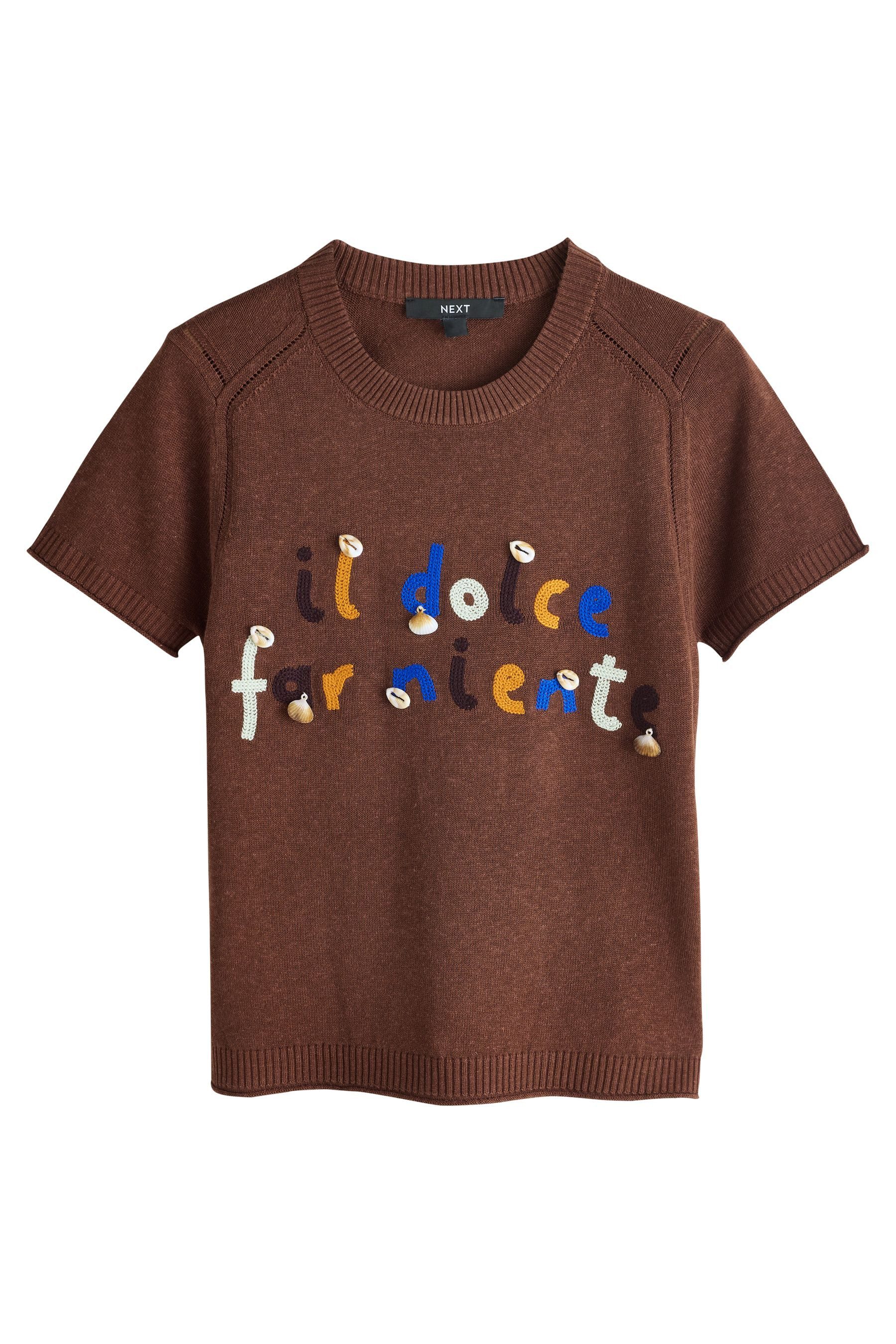 Next T-Shirt Kurzarm-Sweatshirt mit Rundhalsausschnitt + Leinen (1-tlg)