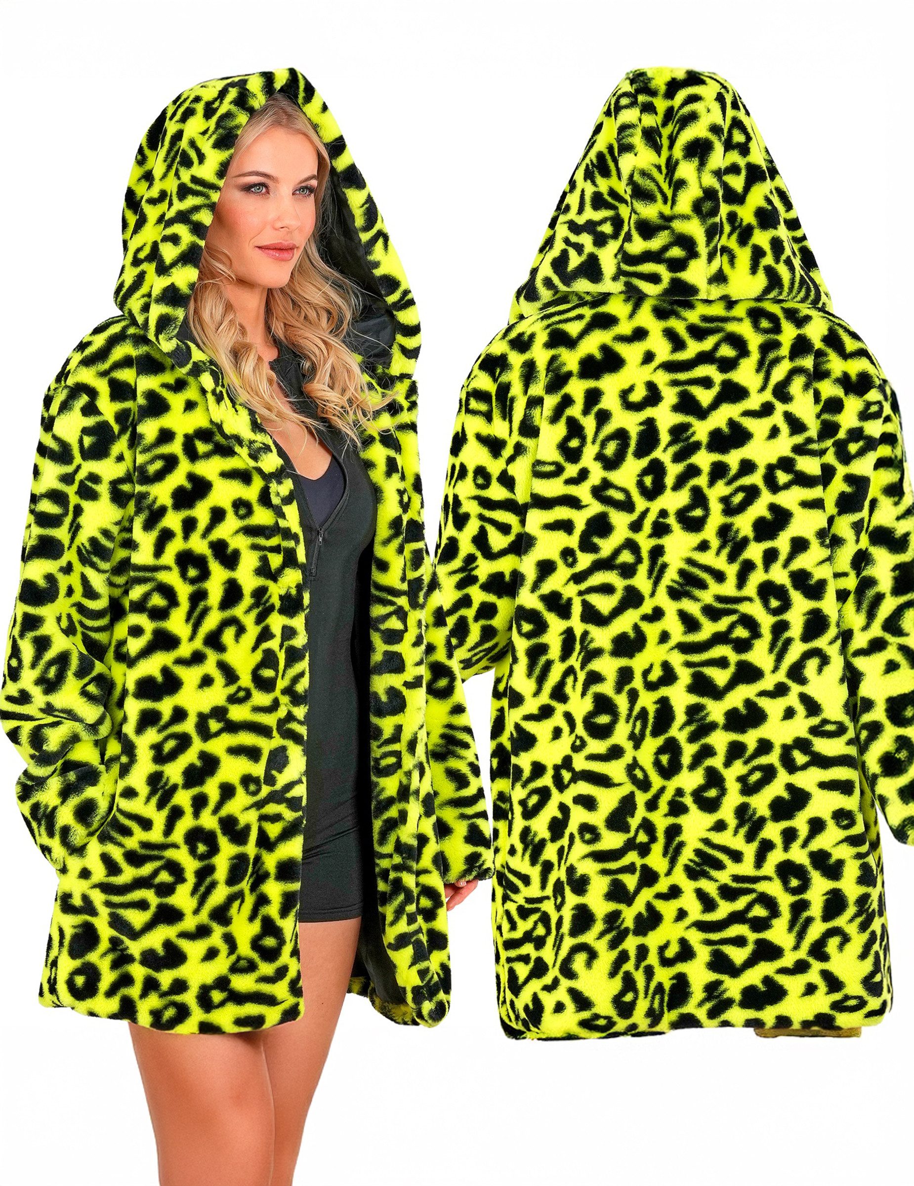 Widmann S.r.l. Kostüm Leoparden Hoodie Gelb Kapuzenjacke Erwachsene