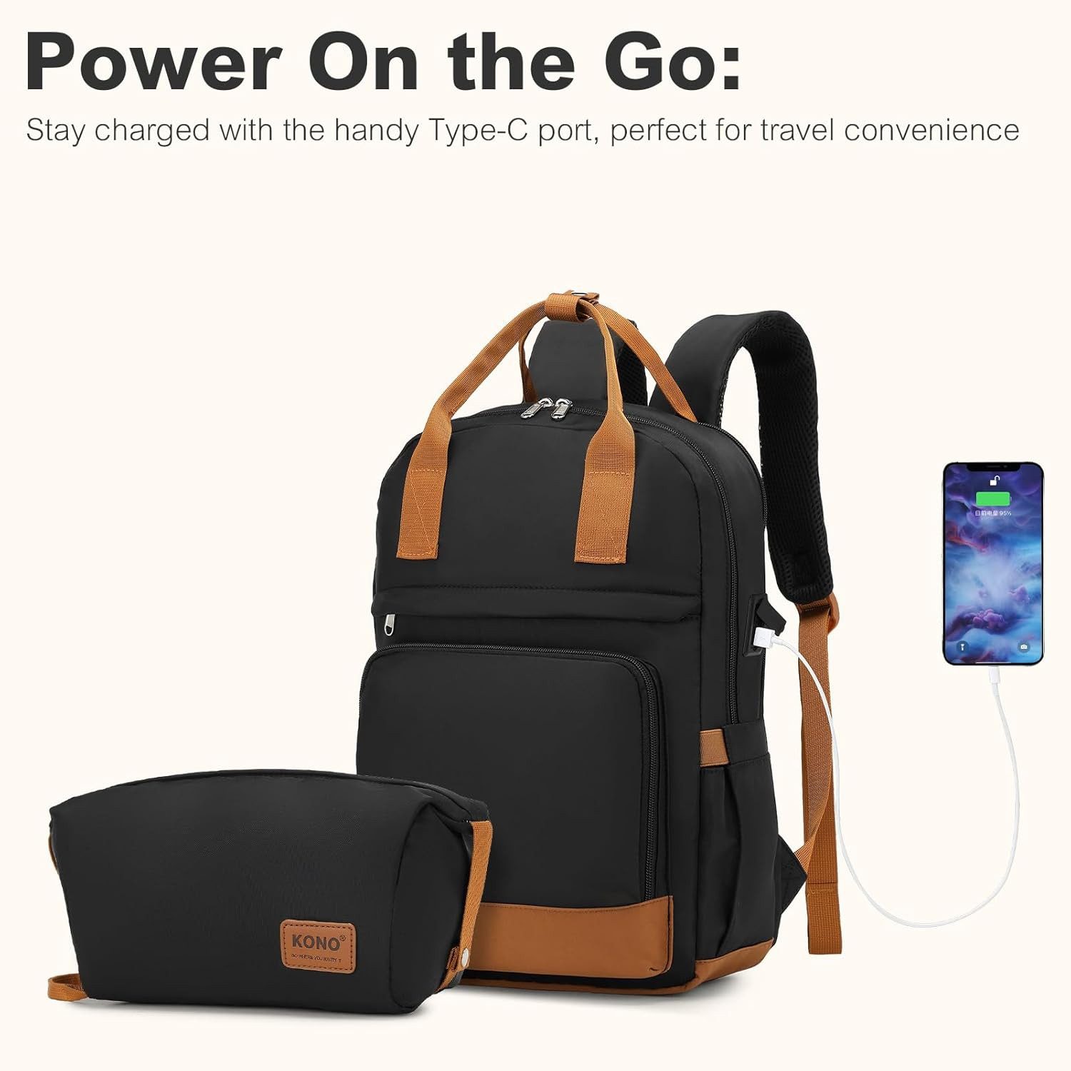 KONO Handgepäck-Trolley Koffer Set Enthält 1 Reiserucksack und 1 Kulturbeutel