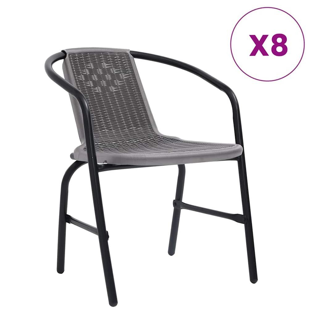 vidaXL Gartenstuhl Gartenstühle 8 Stk. Rattan-Optik Kunststoff und Stahl 110 kg (8 St)