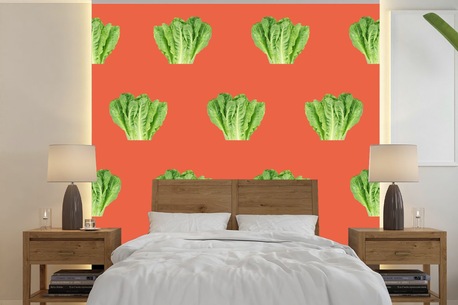 bedruckt, Rot, St), Muster für MuchoWow oder Vinyl Wohnzimmer Tapete Gemüse Fototapete Wandtapete - - Matt, (5 Schlafzimmer,