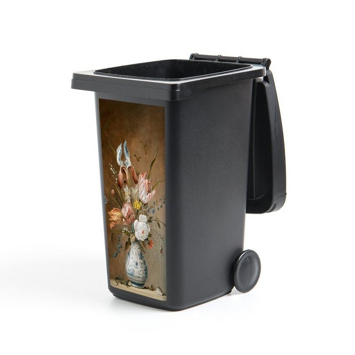 MuchoWow Wandsticker Stilleben mit Blumen - Alte Meister - Malerei (1 St) Mülleimer-aufkleber Mülltonne Sticker Container Abfalbehälter