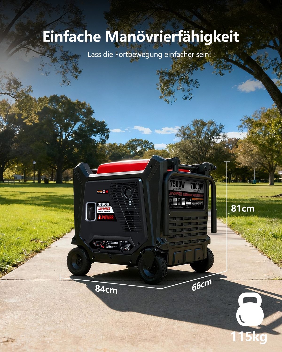 A-iPower SC8000i generator, 7.5 kW (petrol-powered generator, emergency power supply, 4-stroke engine, quiet, ATS available), with 230V 16A / 32A sockets