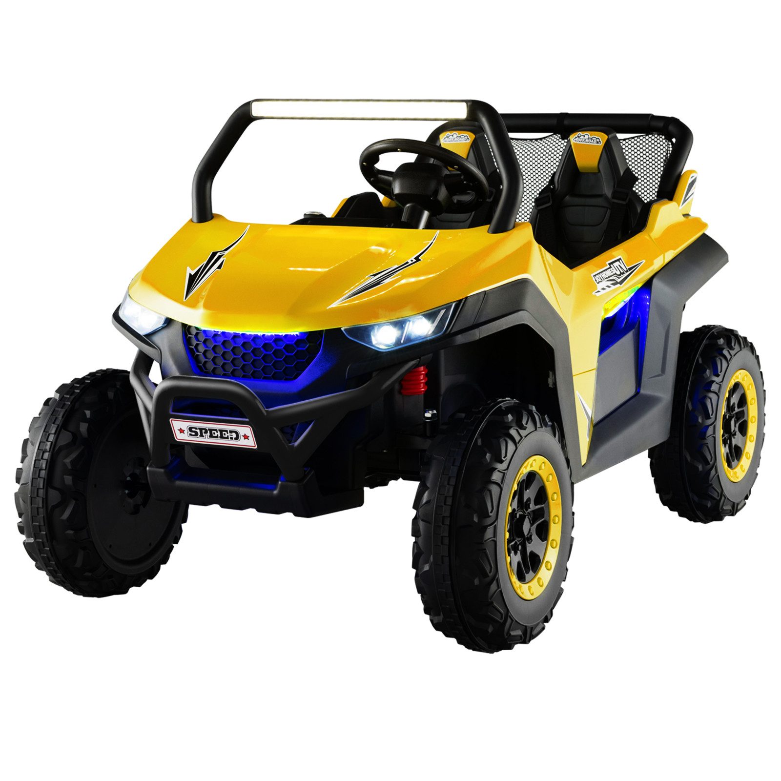 COSTWAY Elektro-Kinderauto 12V Kinderquad, 2 Sitzer, 2-4 km/h