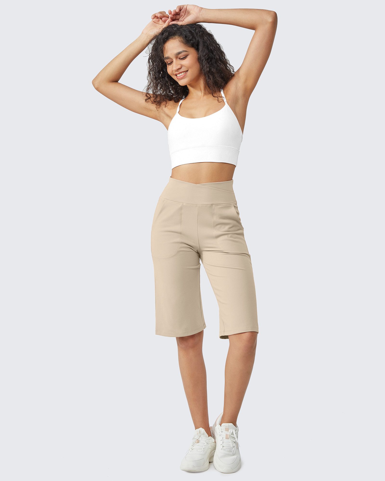 G4Free Caprihose Damen Sommer Jogginghose 3/4 Knielange High Waist Shorts W günstig online kaufen