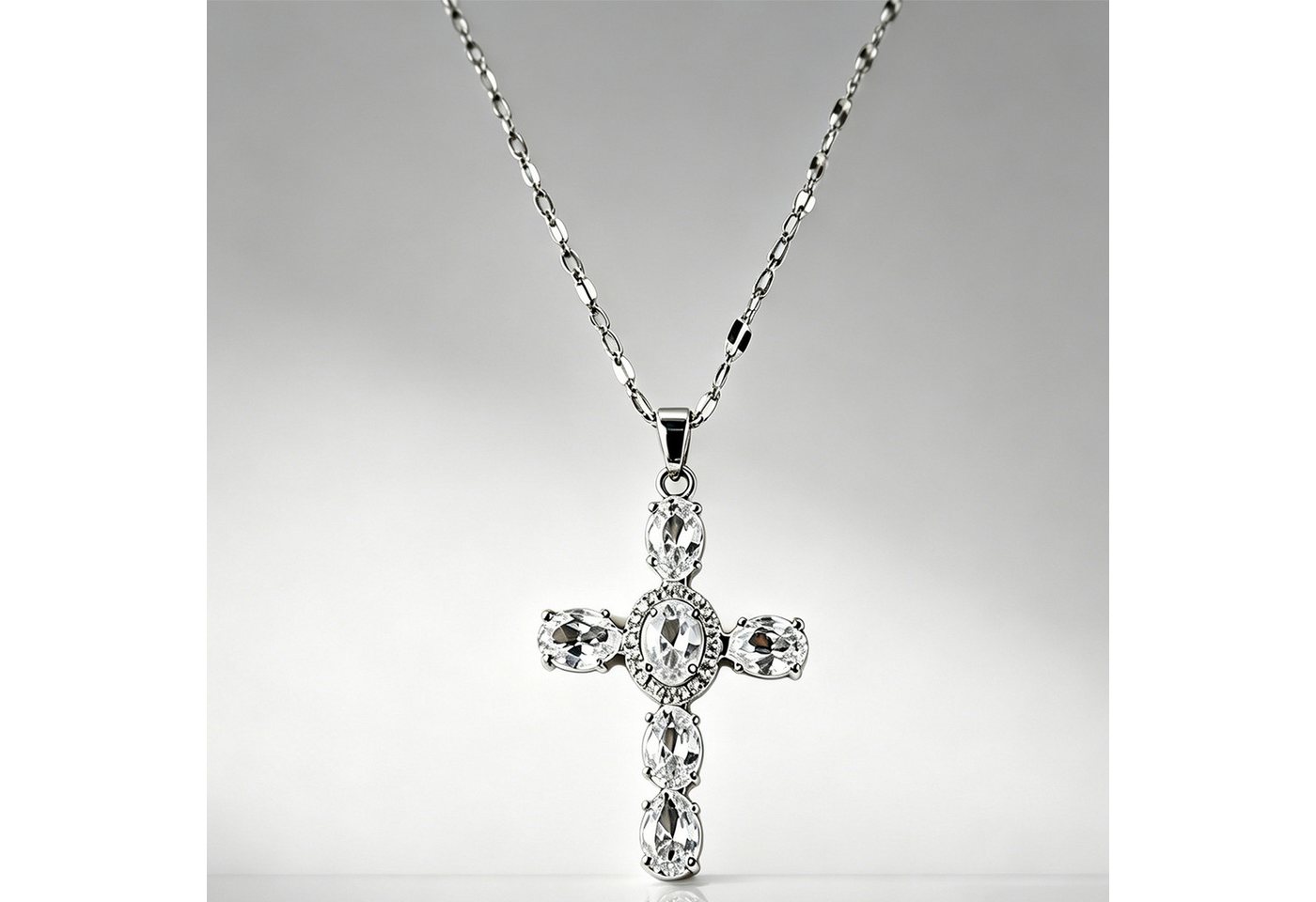 MOPUEA Kreuzkette Damen Kreuzkette Halskette Zirkonia Schmuck Anhänger elegant (Kreuz Halskette Damen Schmuck Zirkonia Anhänger Kette, Damen Kreuz Kette Zirkonia Schmuck Anhänger klassisch elegant), Hypoallergen Zirkonia elegant leicht zeitlos klassisch