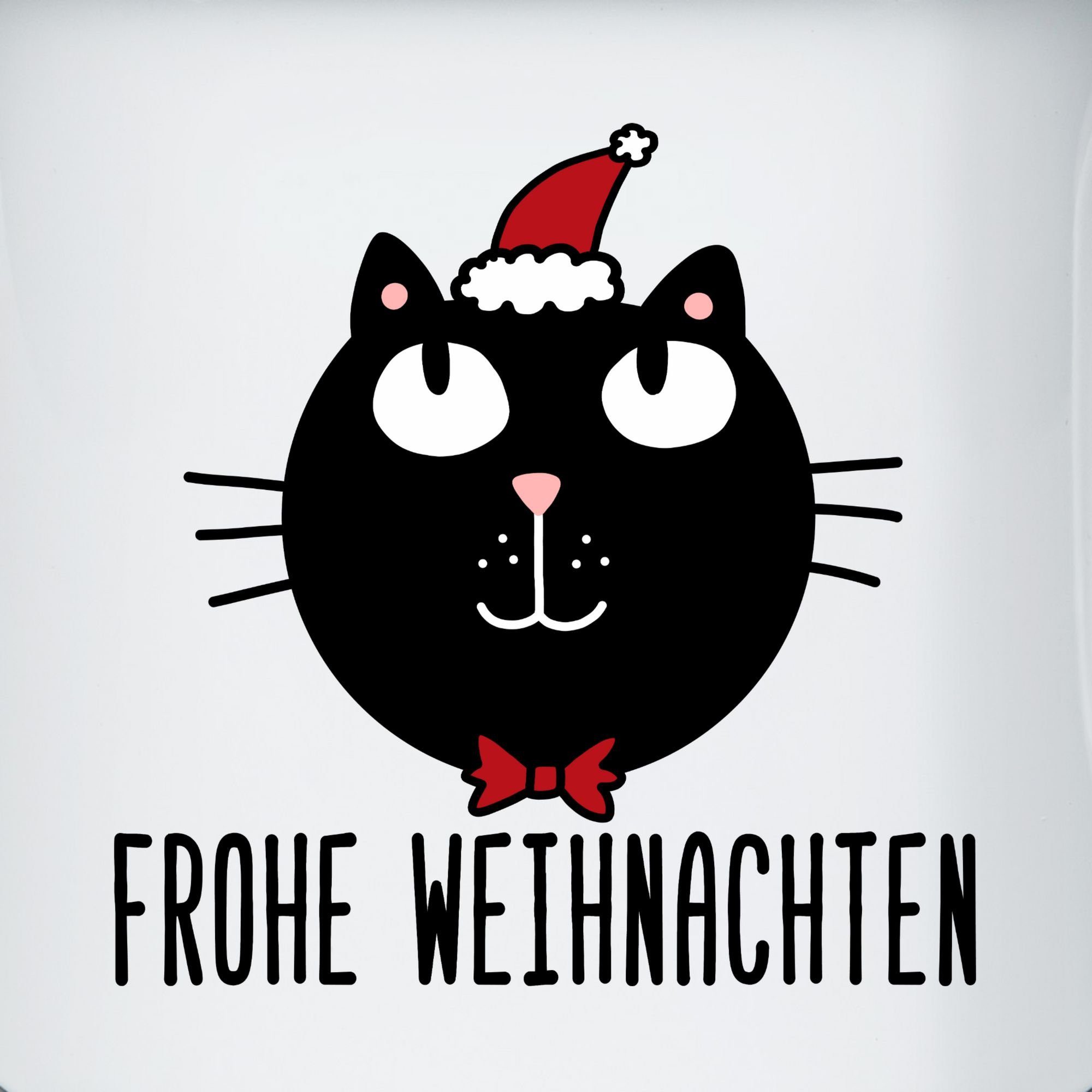 Weihnachtstasse Frohe 1 Shirtracer Katze, Weihnachten Schwarz Stahlblech, Weiß Tasse