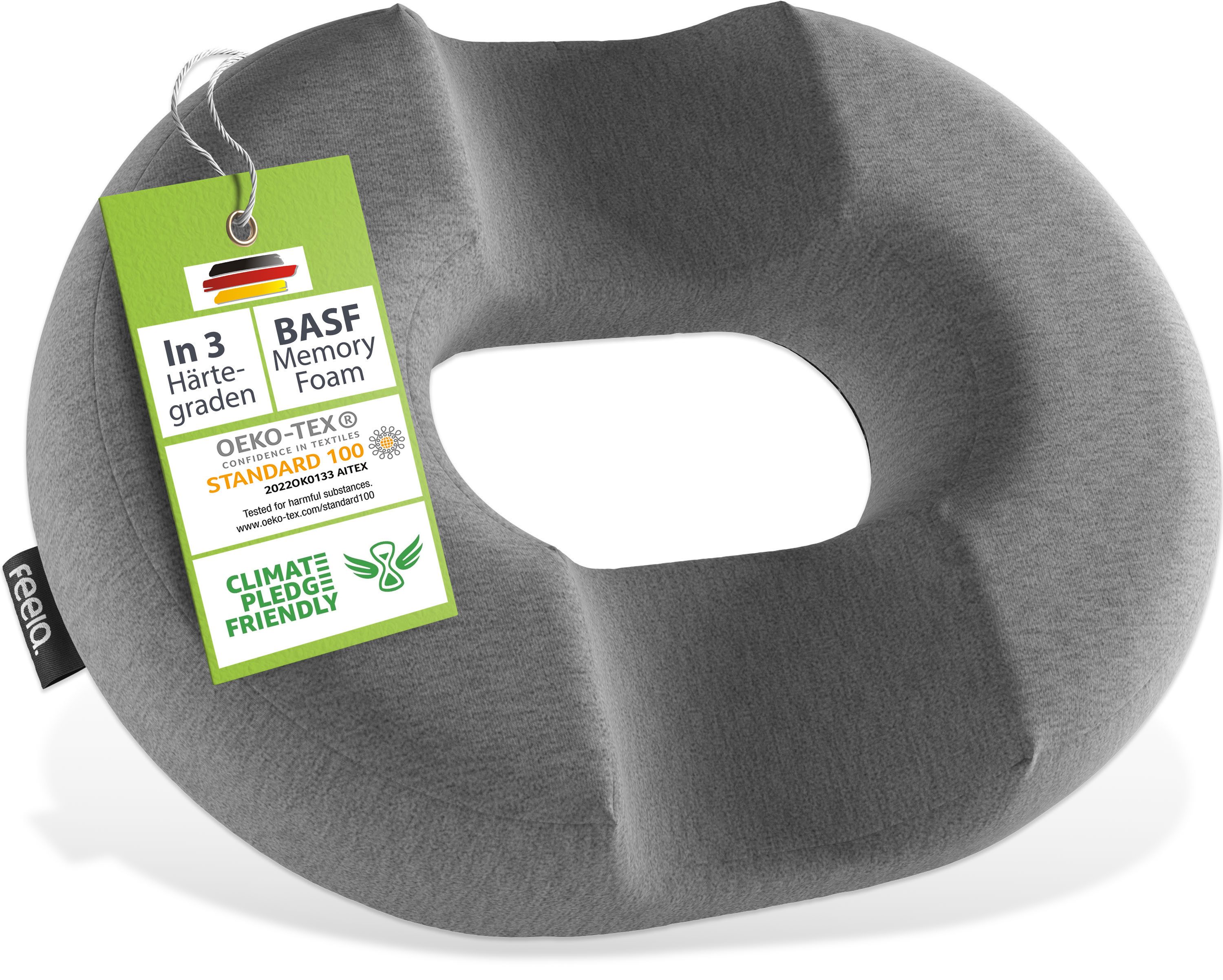 feela Sitzkissen Orthopädischer Sitzring – entlastet Steißbein & Becken beim Sitzen, Ideal nach OP, Schwangerschaft & bei Hämorrhoiden – mehr Komfort