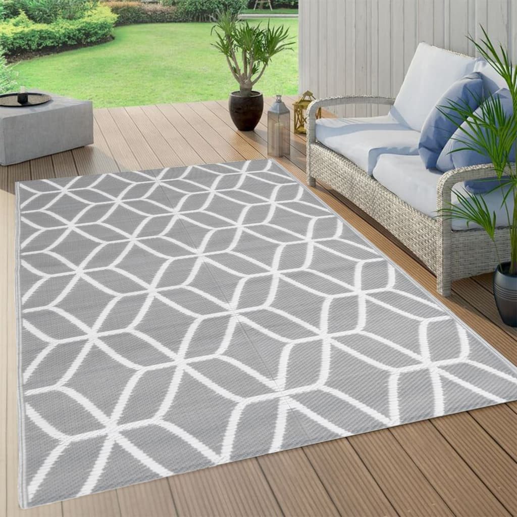 vidaXL Outdoorteppich 140 x 200 cm Teppich Terrasse Camping Outdoor draußen Vorzelt Grau 140, Höhe: 200 mm